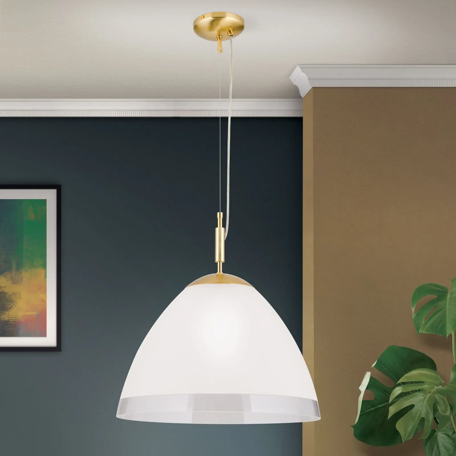 Viseća lampa OPALDESIGN, mat zlatna, 40 cm - 1