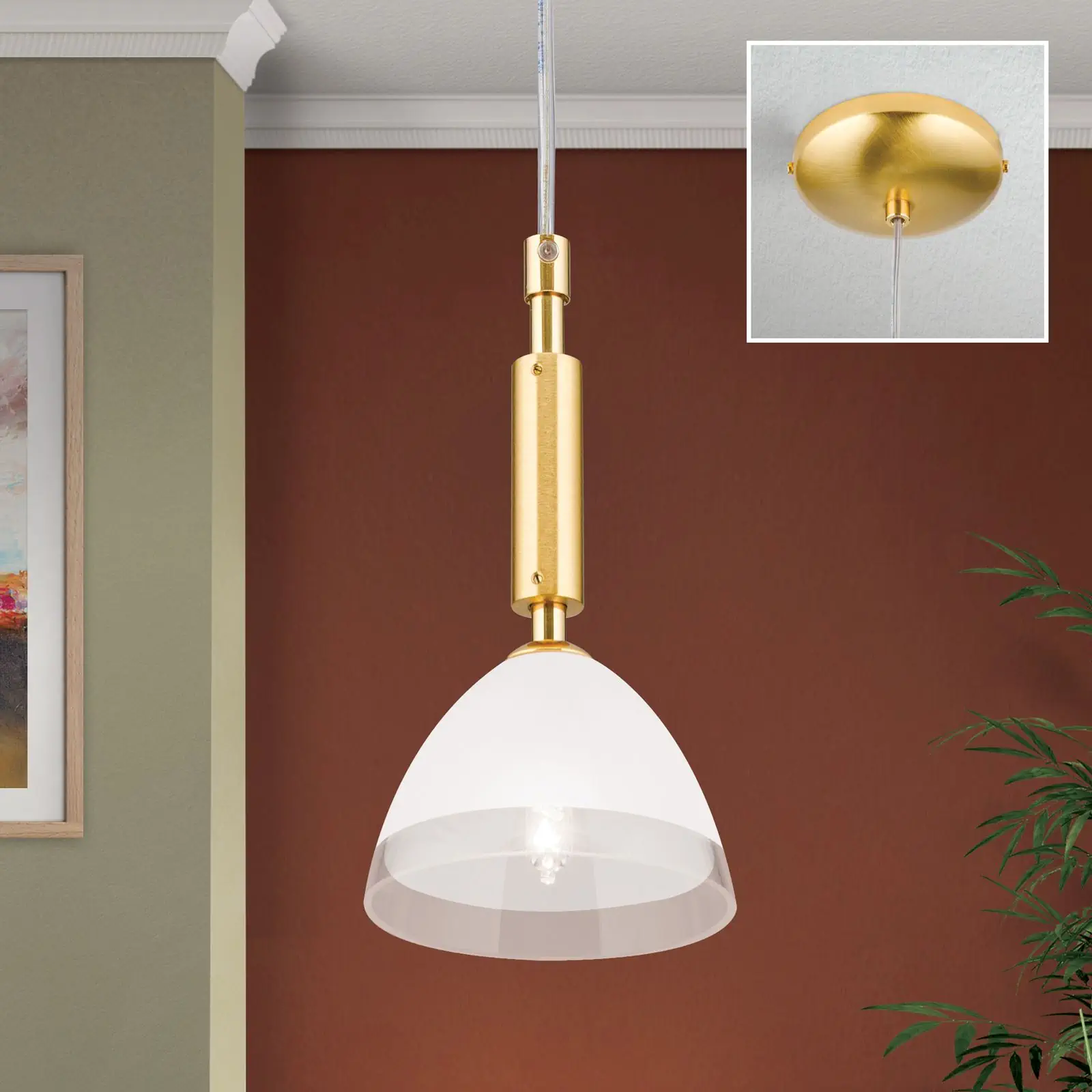 Viseća lampa OPALDESIGN, mat zlatna, 10 cm - 2