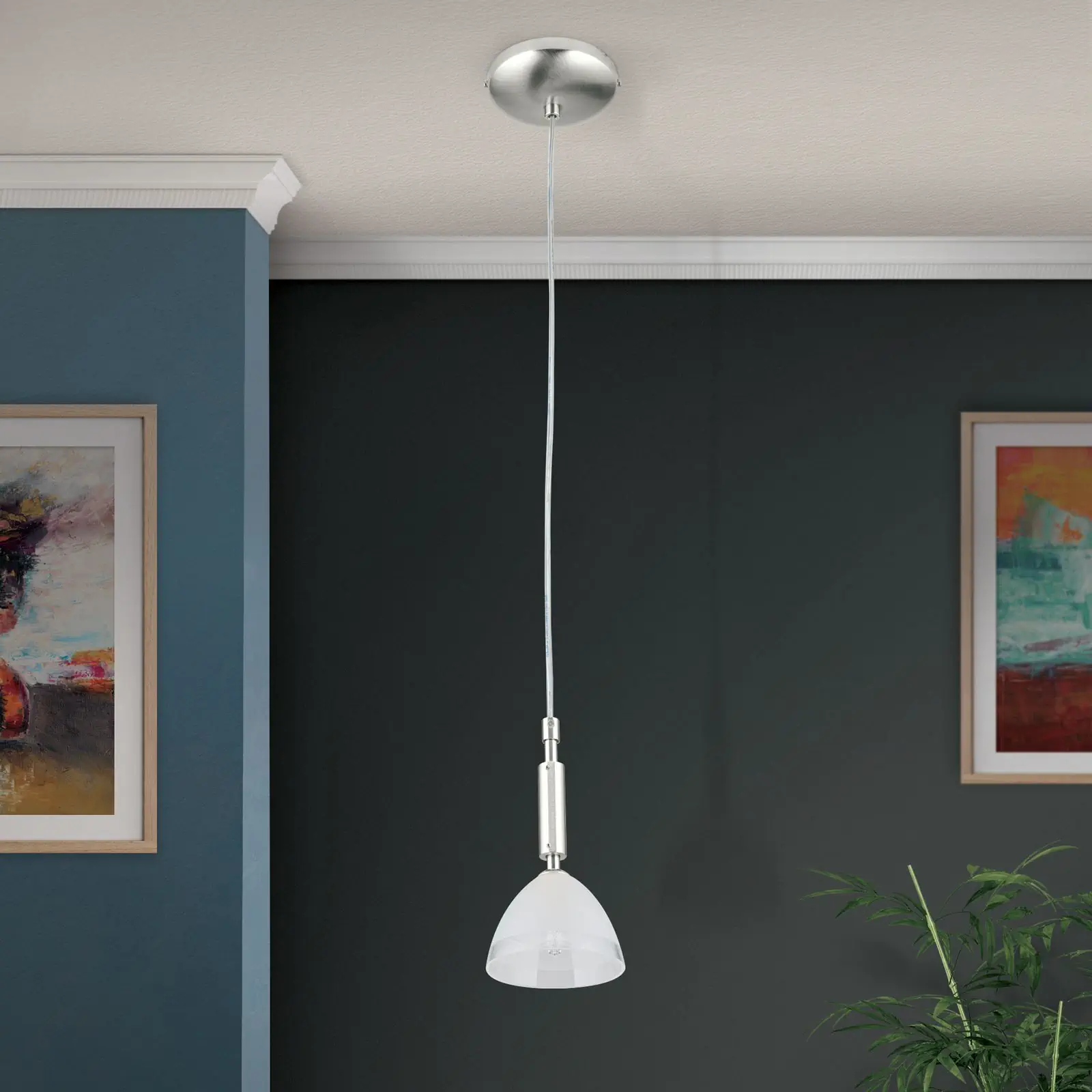 OPALDESIGN pojedinačna viseća lampa, 10 cm, satin hrom završna obrada - 3