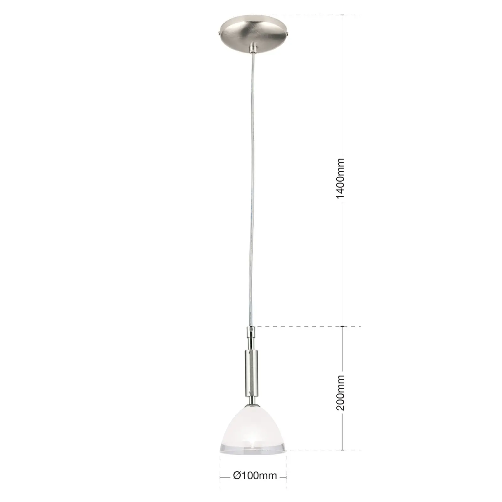 OPALDESIGN pojedinačna viseća lampa, 10 cm, satin hrom završna obrada - 7