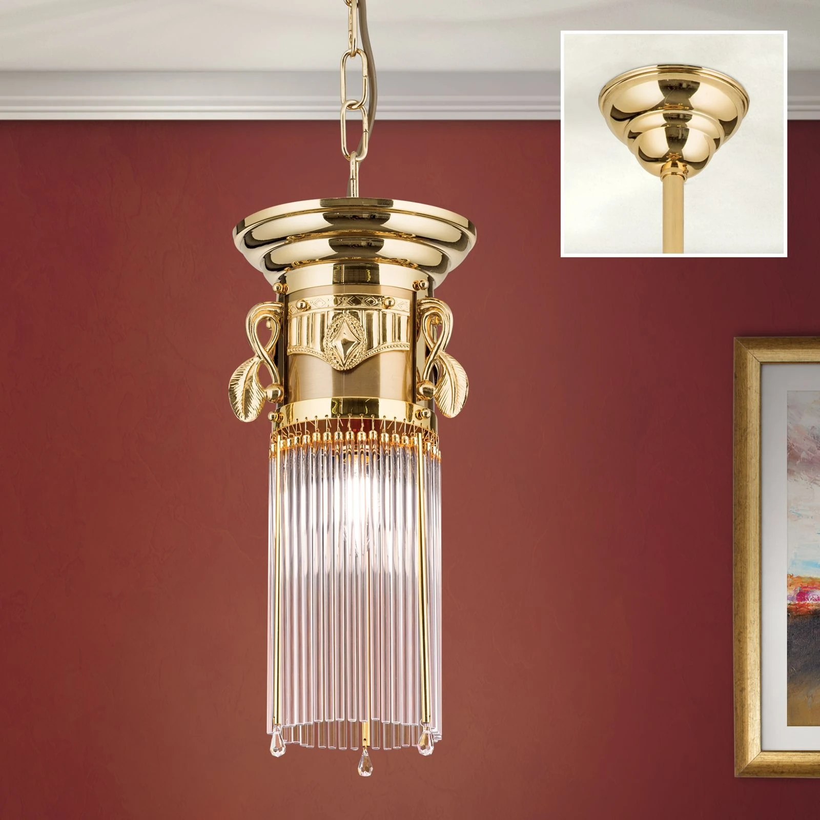 Viseća lampa ADELE, 24-karatno pozlaćena, štapići od kristalnog stakla, Ø 17 cm - 2