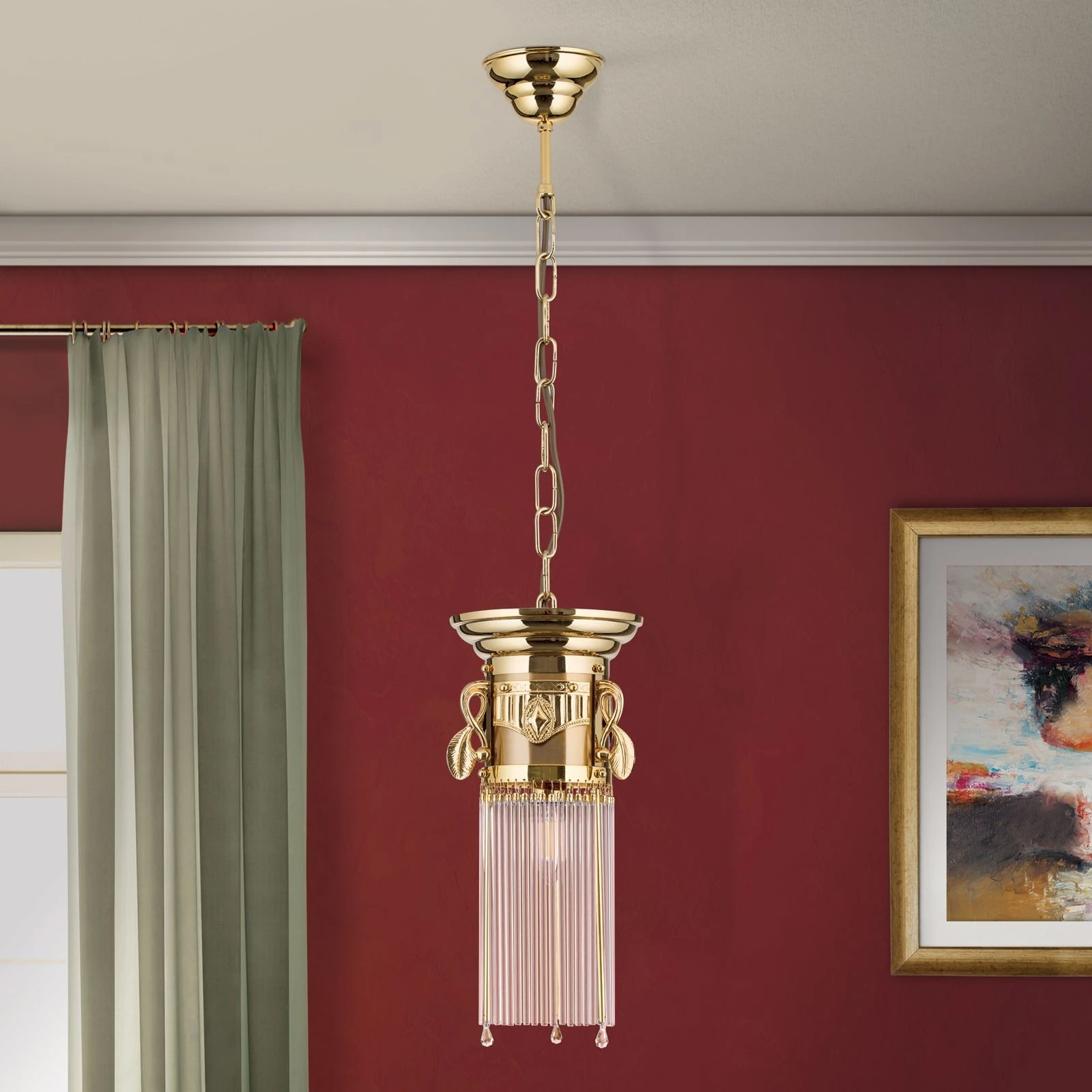 Viseća lampa ADELE, 24-karatno pozlaćena, štapići od kristalnog stakla, Ø 17 cm - 3