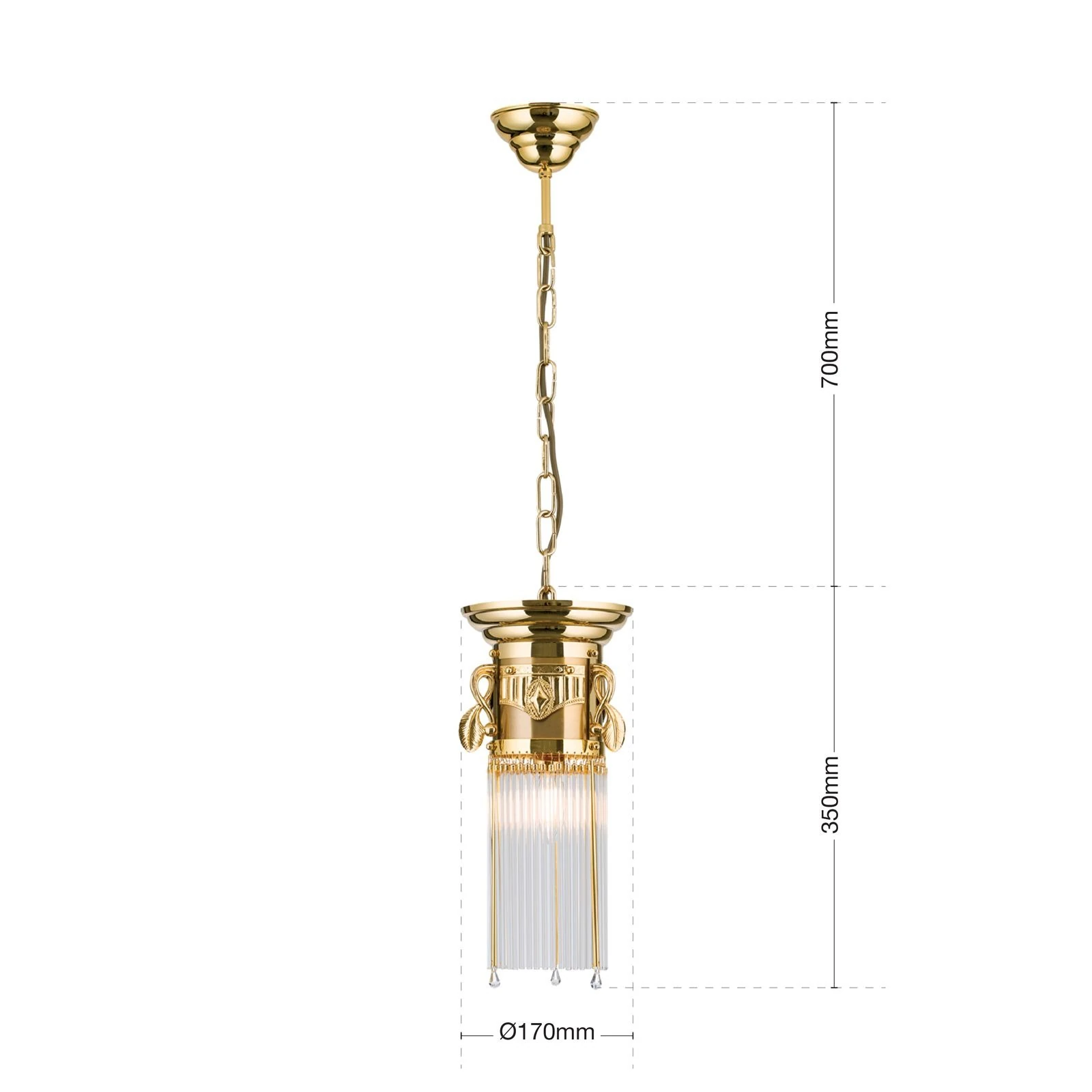 Viseća lampa ADELE, 24-karatno pozlaćena, štapići od kristalnog stakla, Ø 17 cm - 7