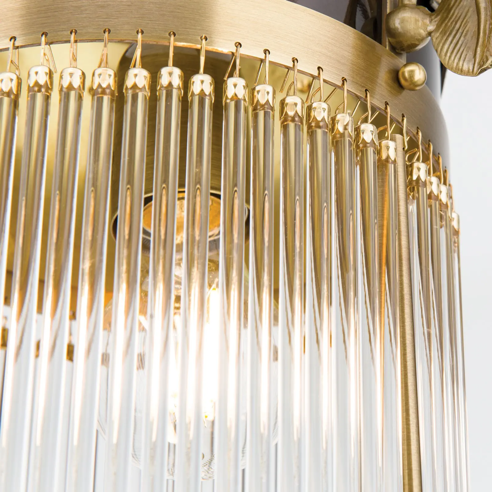 Viseća lampa ADELE, antik mesing, sa staklenim štapićima, 26cm - 5