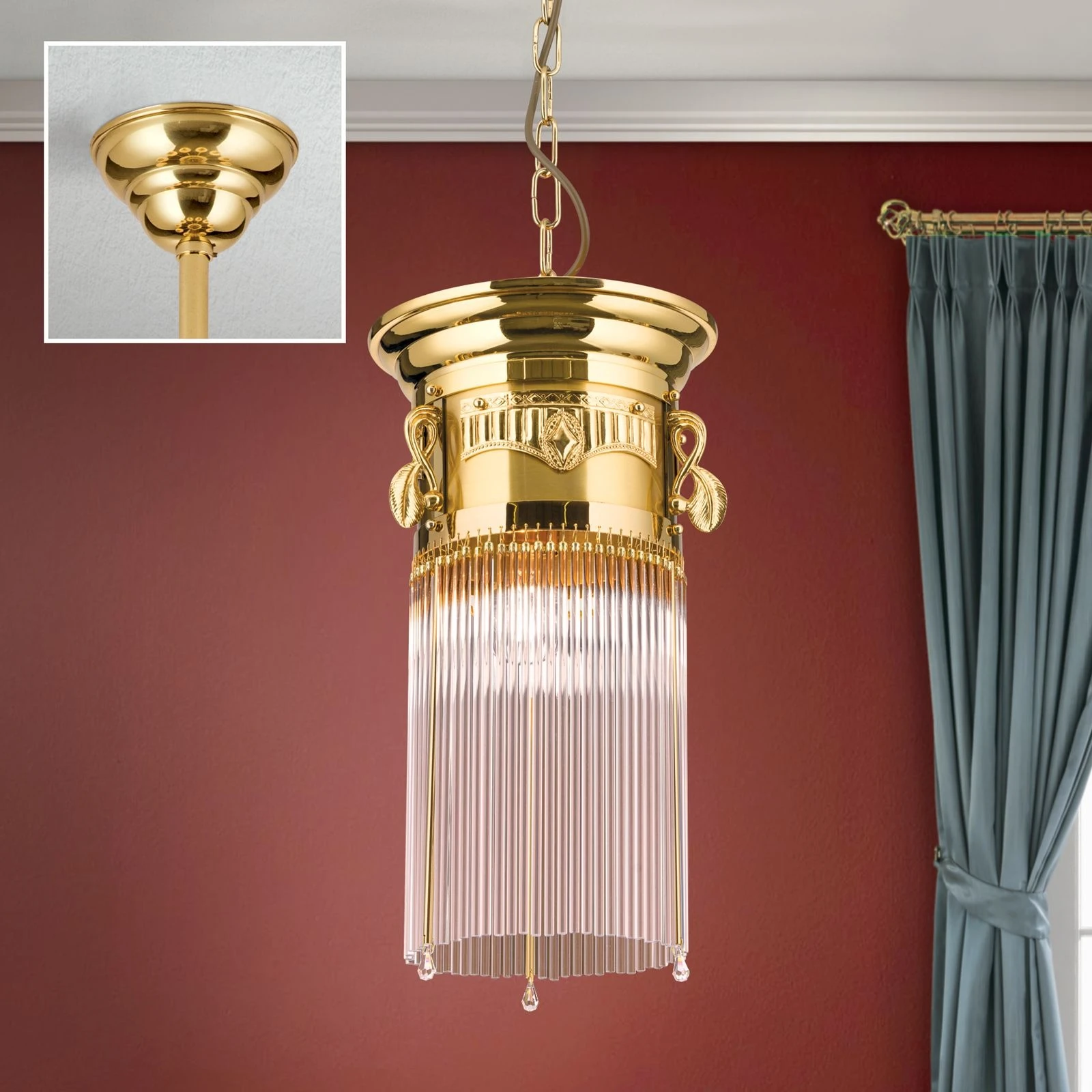 Viseća lampa ADELE, 24-karatno pozlaćena, štapići od kristalnog stakla, Ø 26 cm - 2