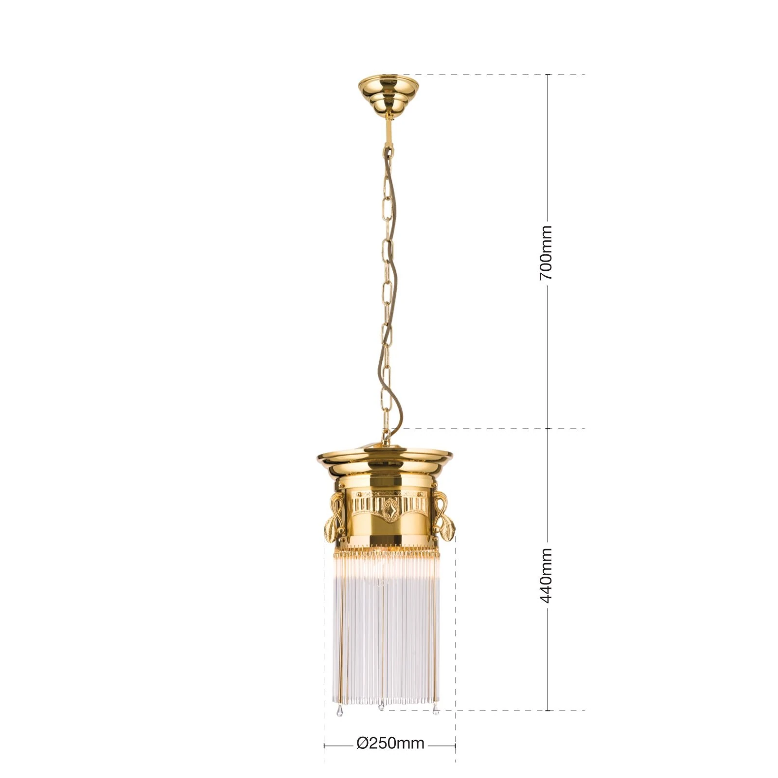 Viseća lampa ADELE, 24-karatno pozlaćena, štapići od kristalnog stakla, Ø 26 cm - 7