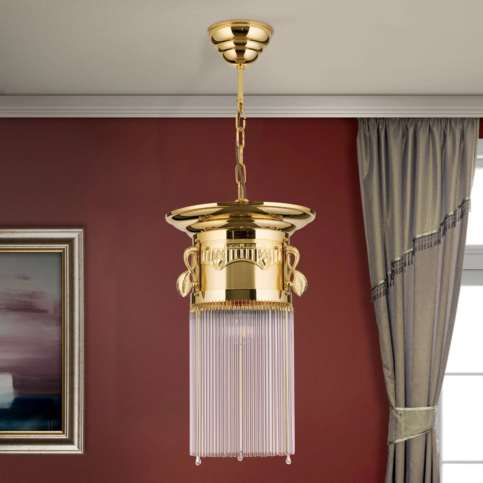 Viseća lampa ADELE, 24-karatno pozlaćena, štapići od kristalnog stakla, Ø 32 cm - 3