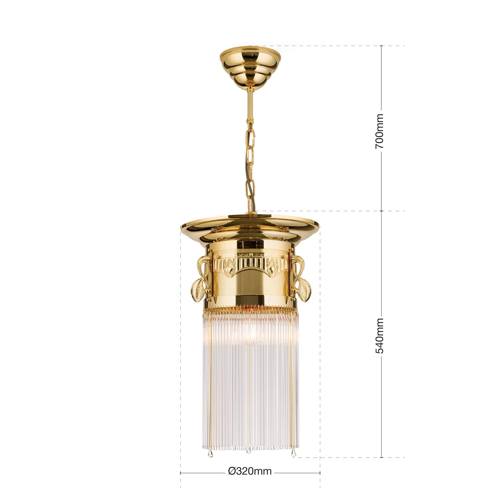 Viseća lampa ADELE, 24-karatno pozlaćena, štapići od kristalnog stakla, Ø 32 cm - 7