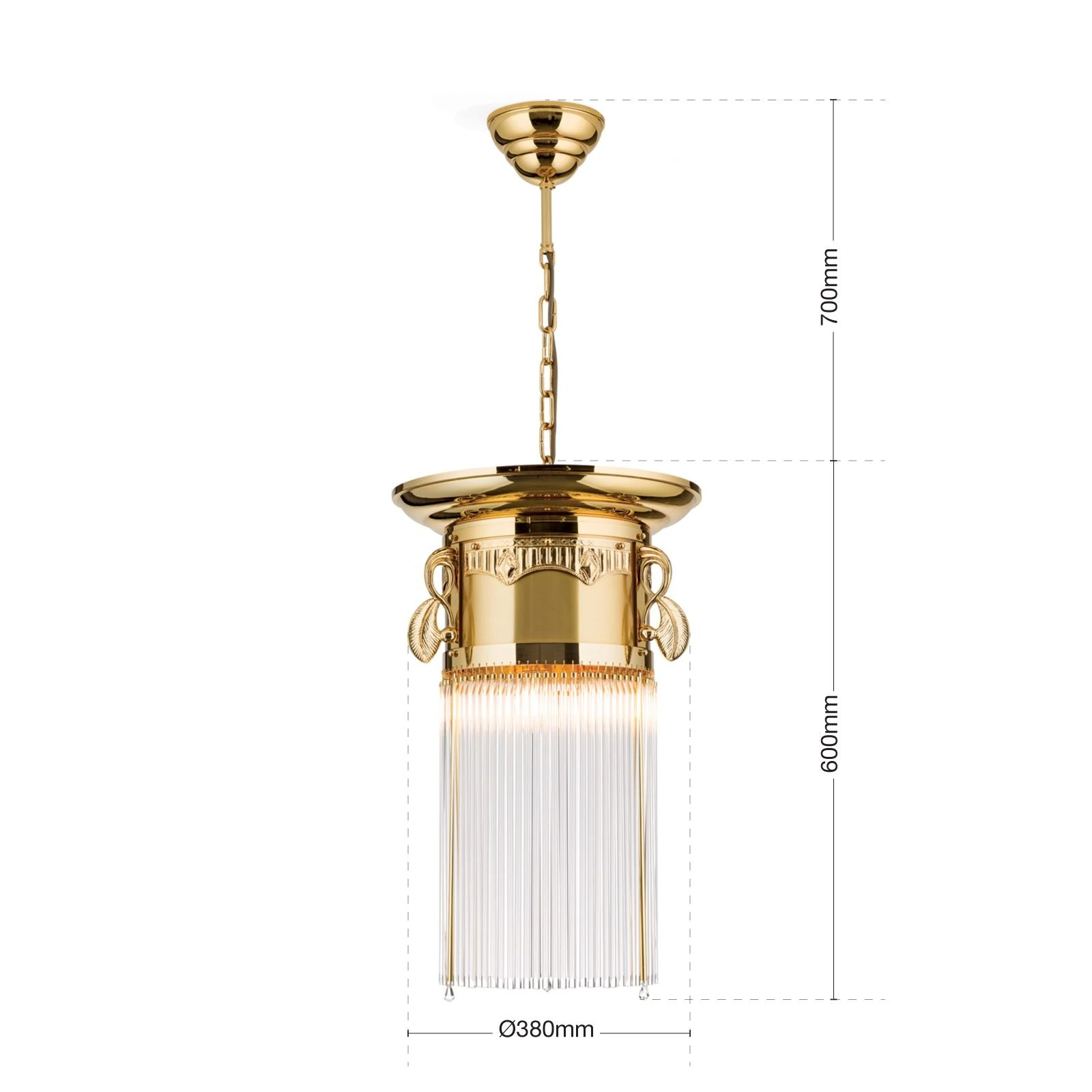 Viseća lampa ADELE, 24-karatno pozlaćena, štapići od kristalnog stakla, Ø 37 cm - 7