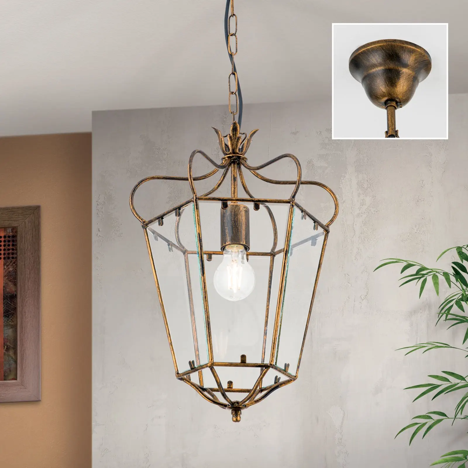 Viseća lampa MANTO, 1 izvor svetla, antik zlato - 2