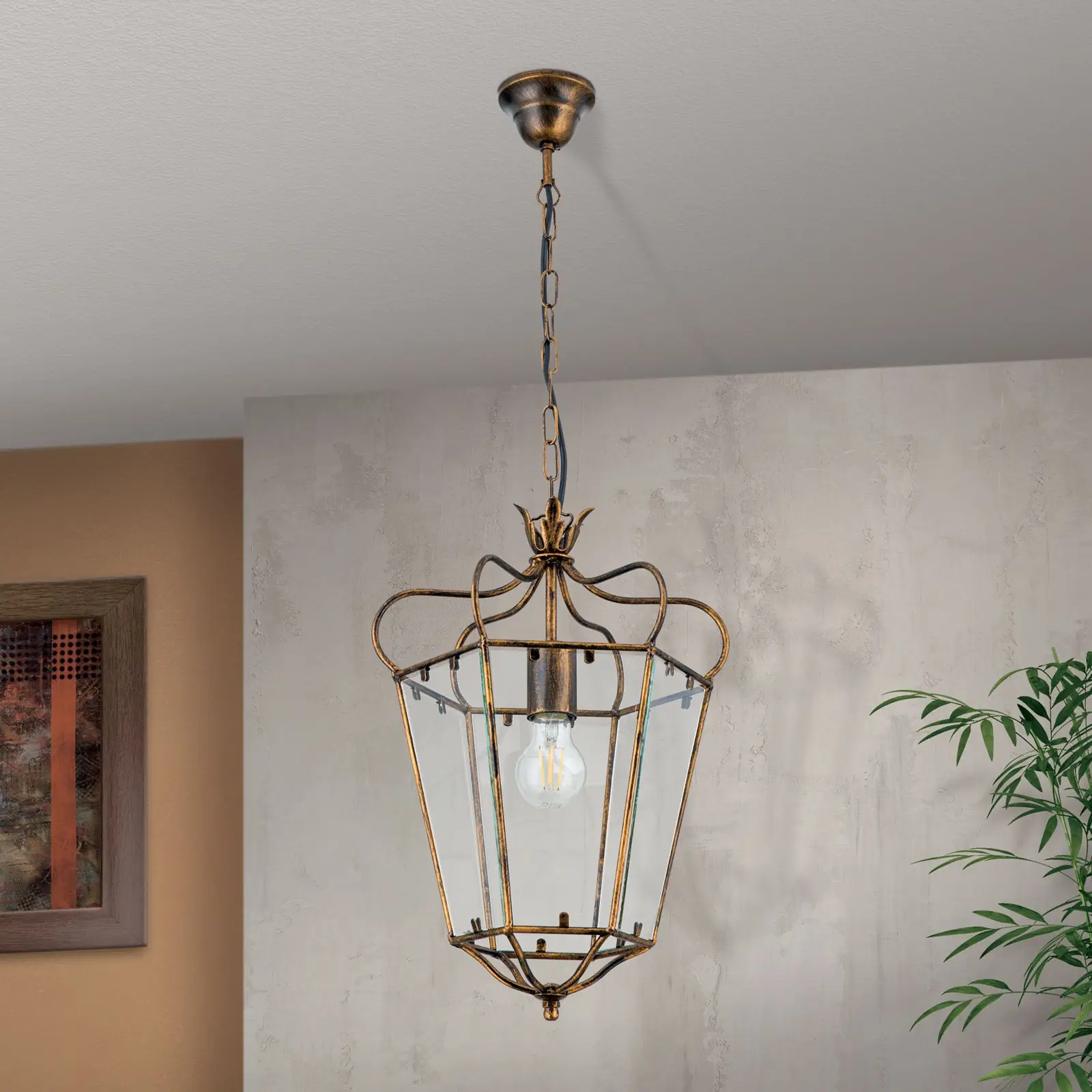 Viseća lampa MANTO, 1 izvor svetla, antik zlato - 3