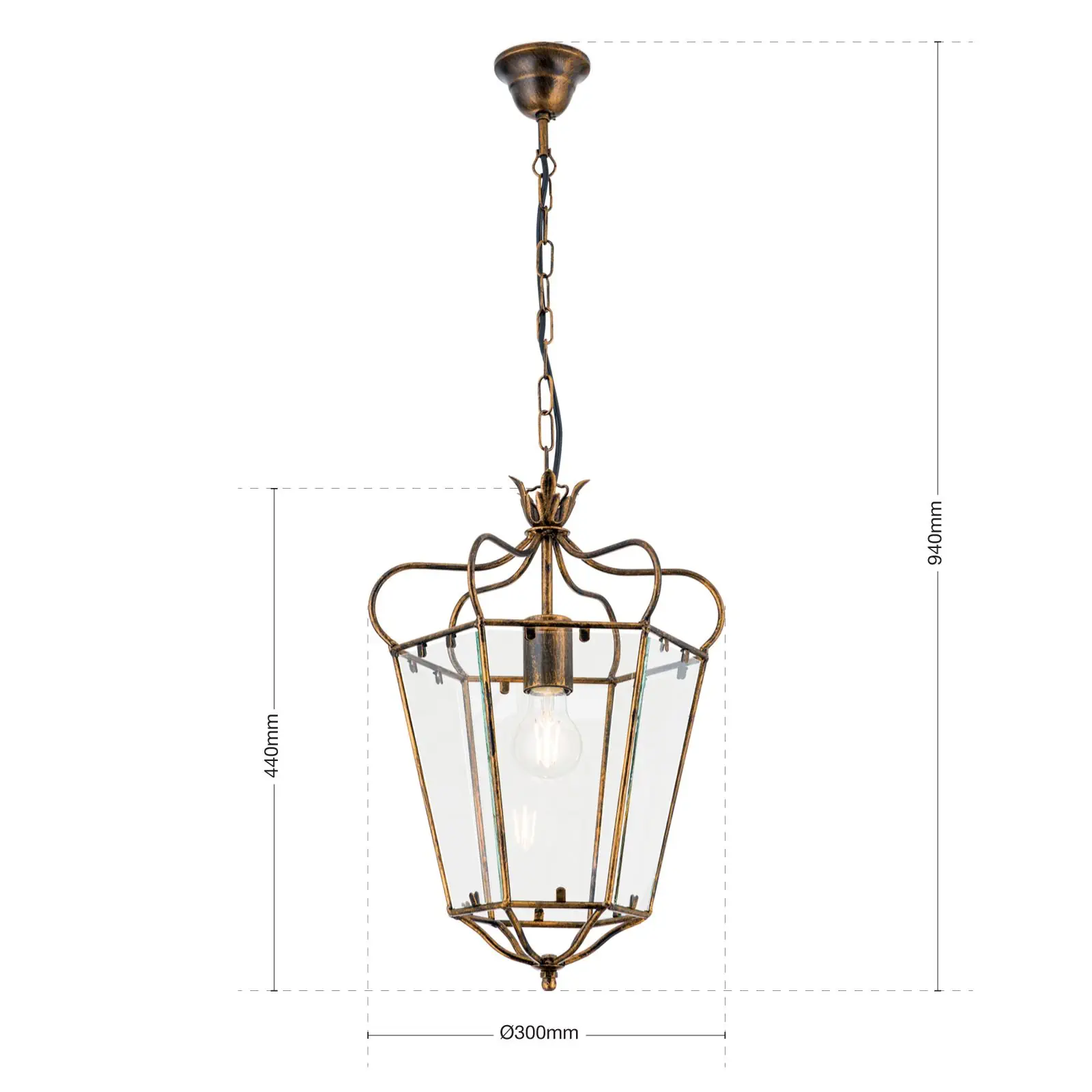 Viseća lampa MANTO, 1 izvor svetla, antik zlato - 7