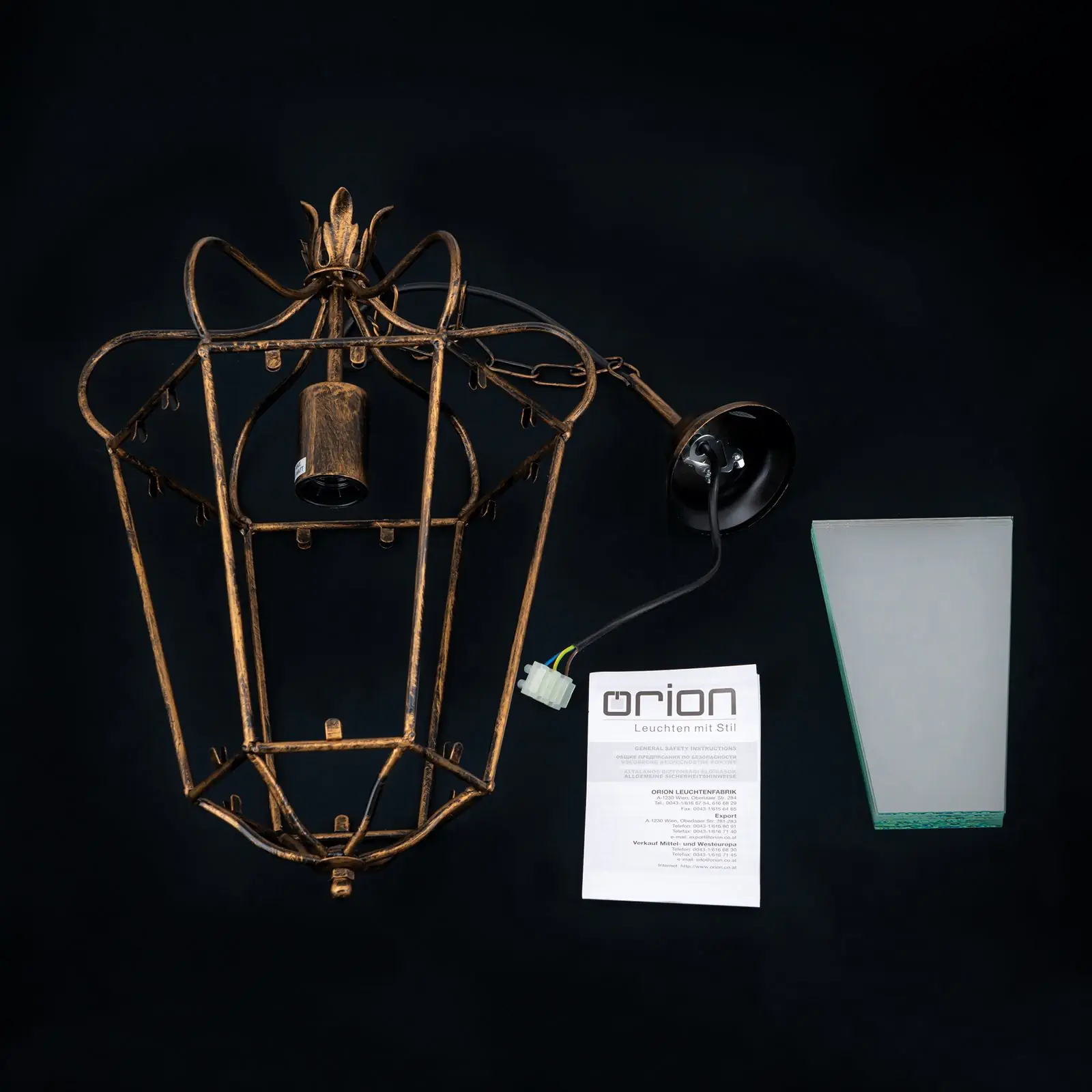 Viseća lampa MANTO, 1 izvor svetla, antik zlato - 8