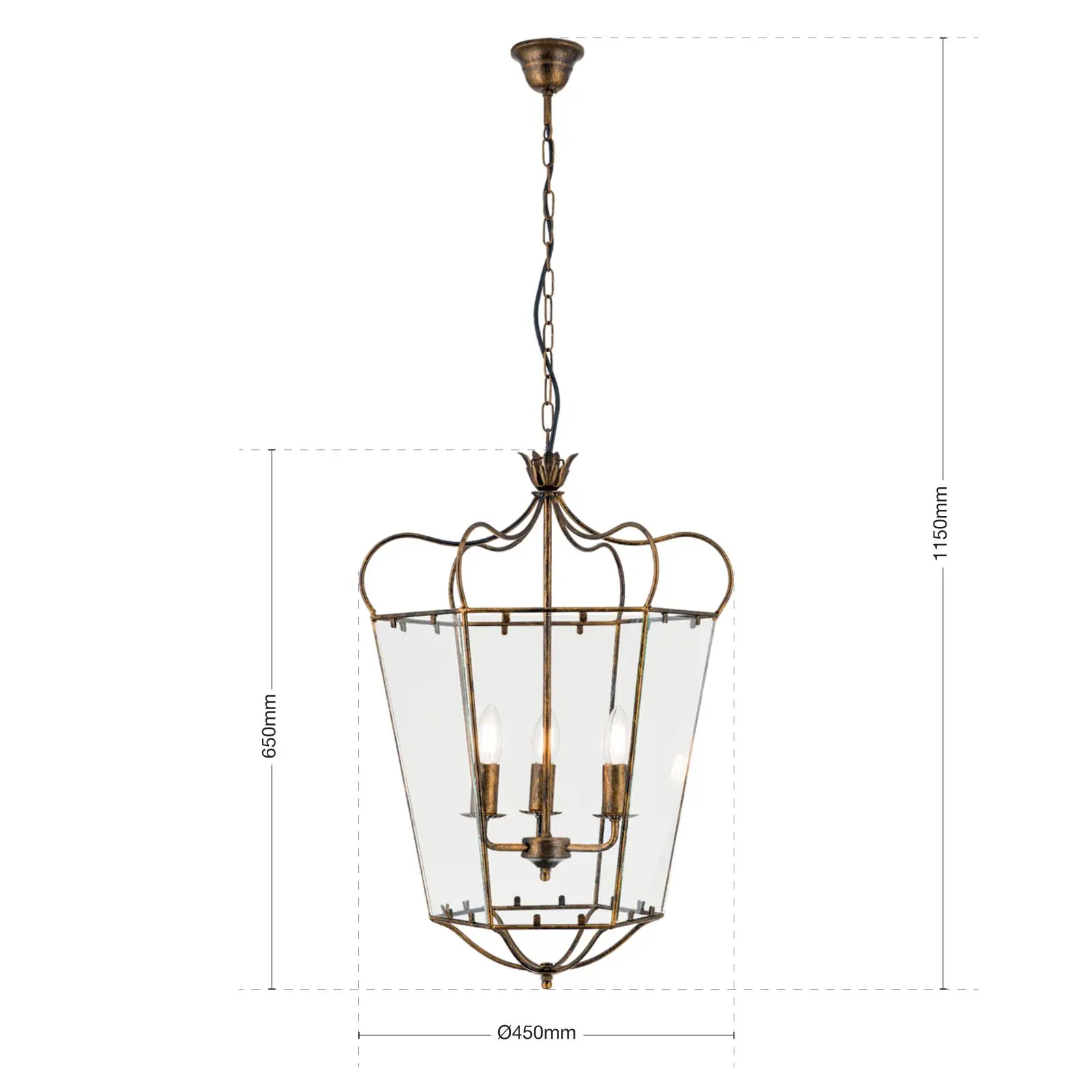 Viseća lampa MANTO, 3 izvora svetla, antik zlato - 7