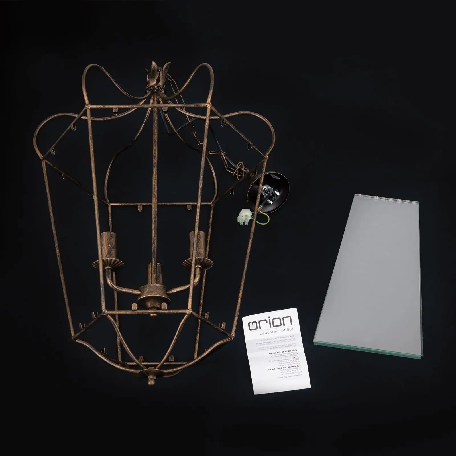 Viseća lampa MANTO, 3 izvora svetla, antik zlato - 8