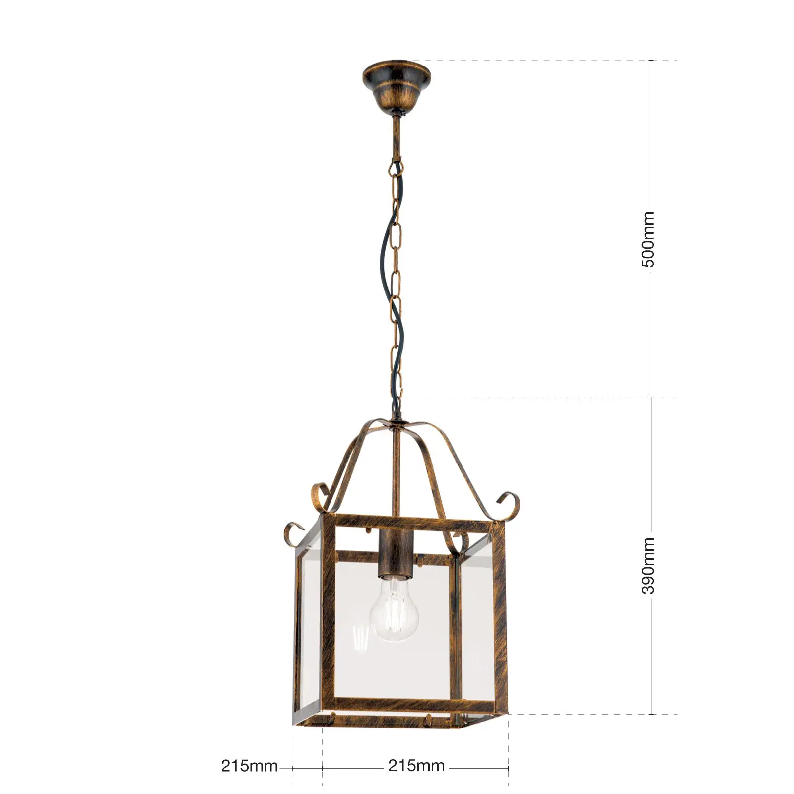 Viseća lampa FRANCO, 1 izvor svetla, antik zlatna - 7