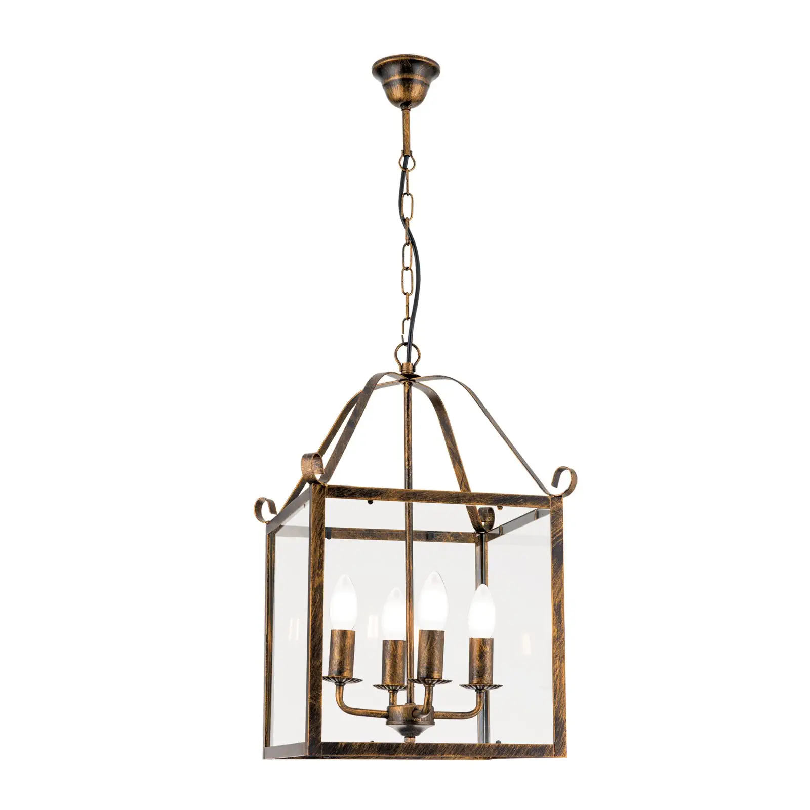 Viseća lampa FRANCO, 4 izvora svetla, antik zlatna - 4