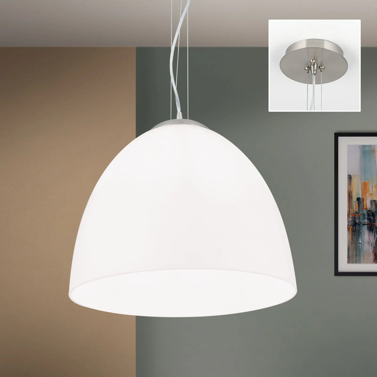 Viseća lampa CONE, saten završna obrada, sa alaska staklom, 40cm - 2