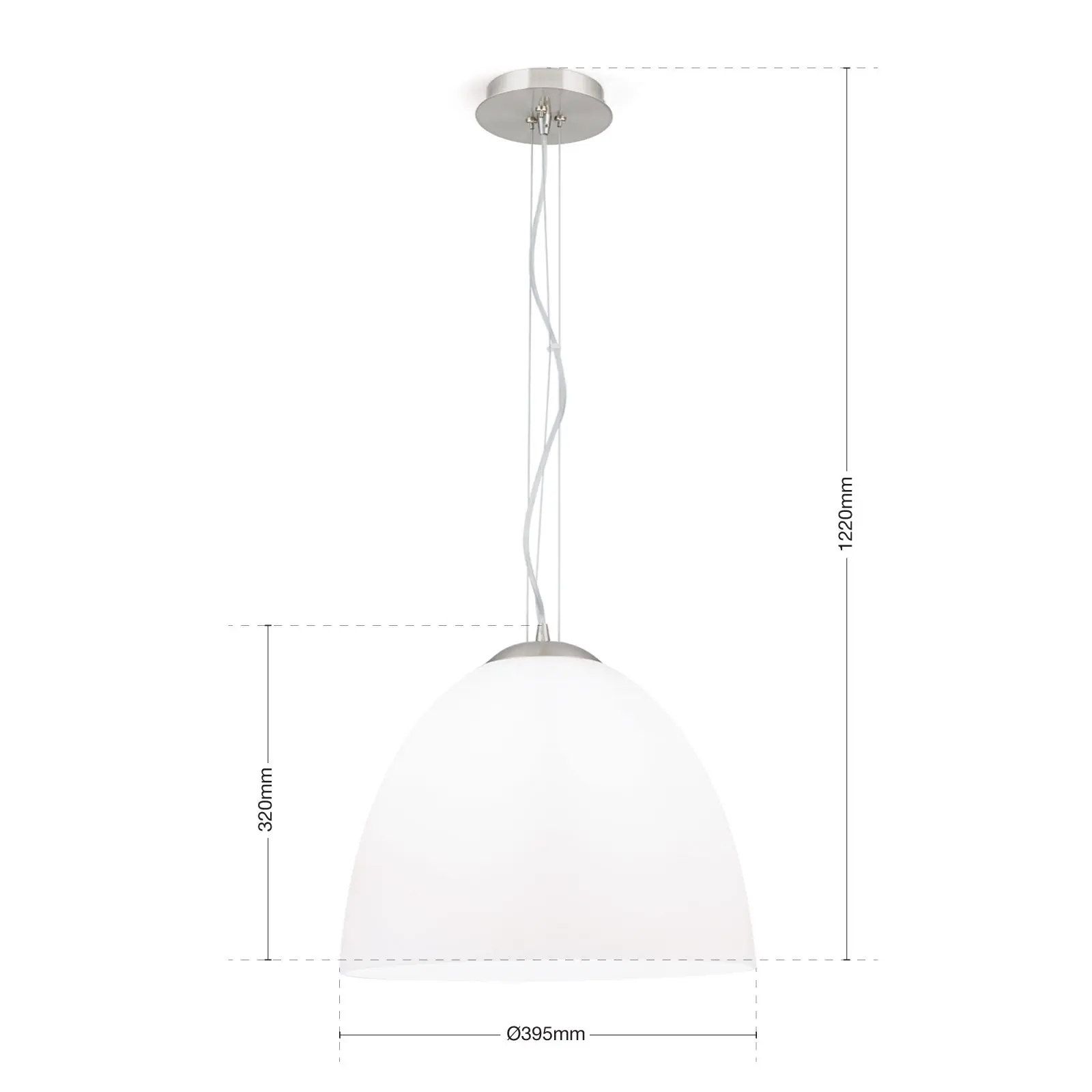 Viseća lampa CONE, saten završna obrada, sa alaska staklom, 40cm - 7