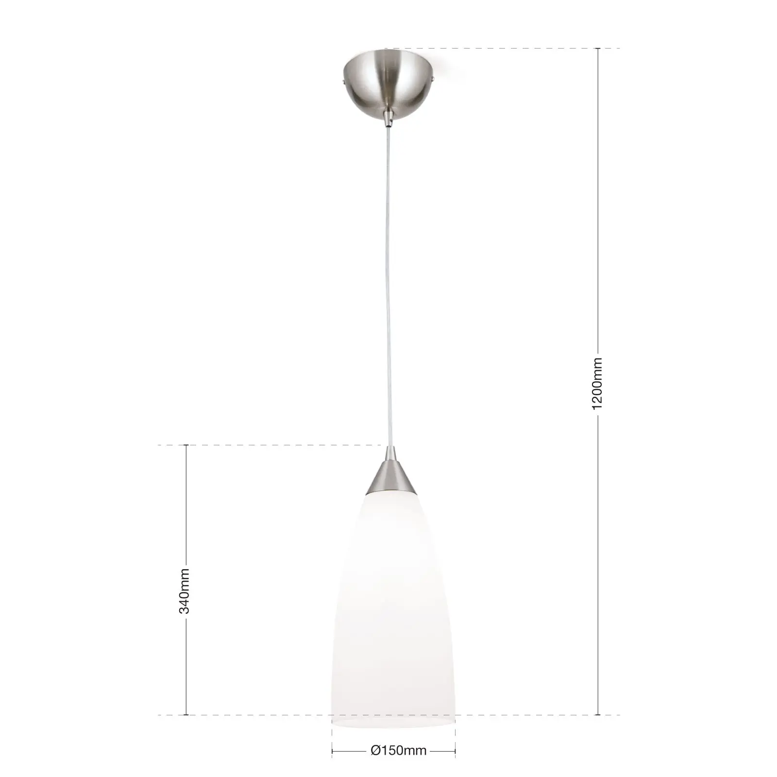 Viseća lampa CONE, saten završna obrada, sa alaska staklom, 15cm - 7