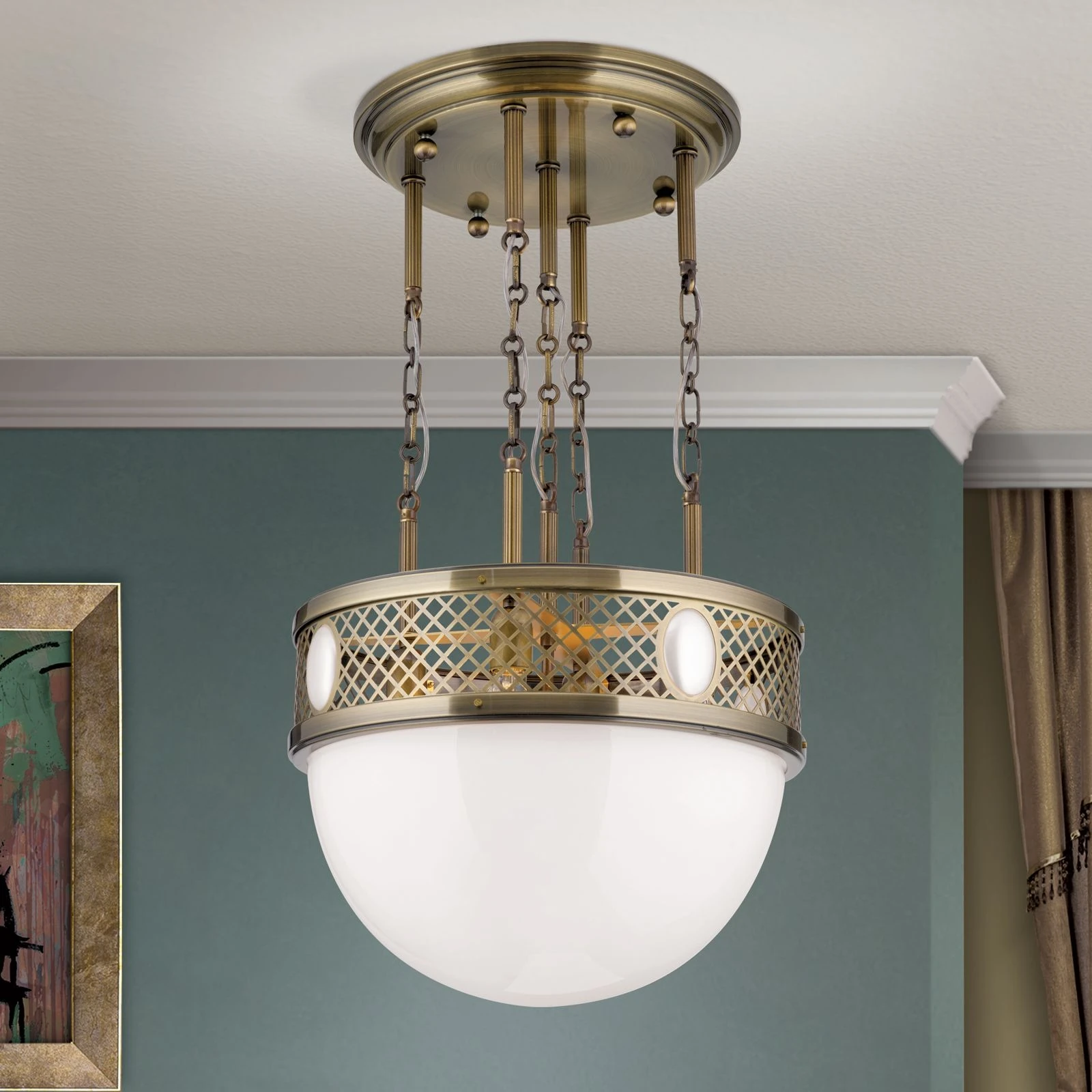 Viseća lampa ALT WIEN, antik mesing, 53 cm - 2