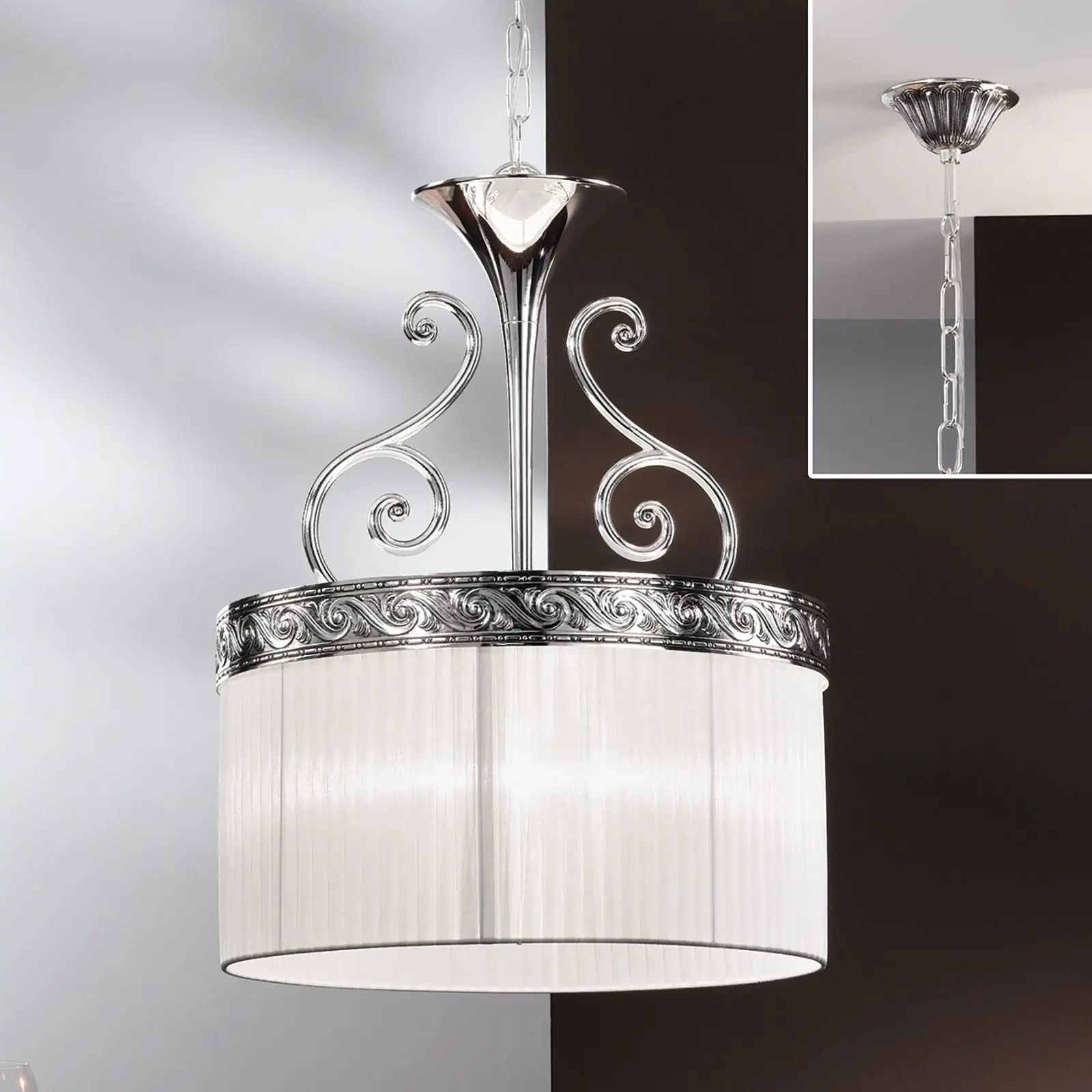 Viseća lampa ANTONELLO, 4 izvora svetla, antik srebro - 3