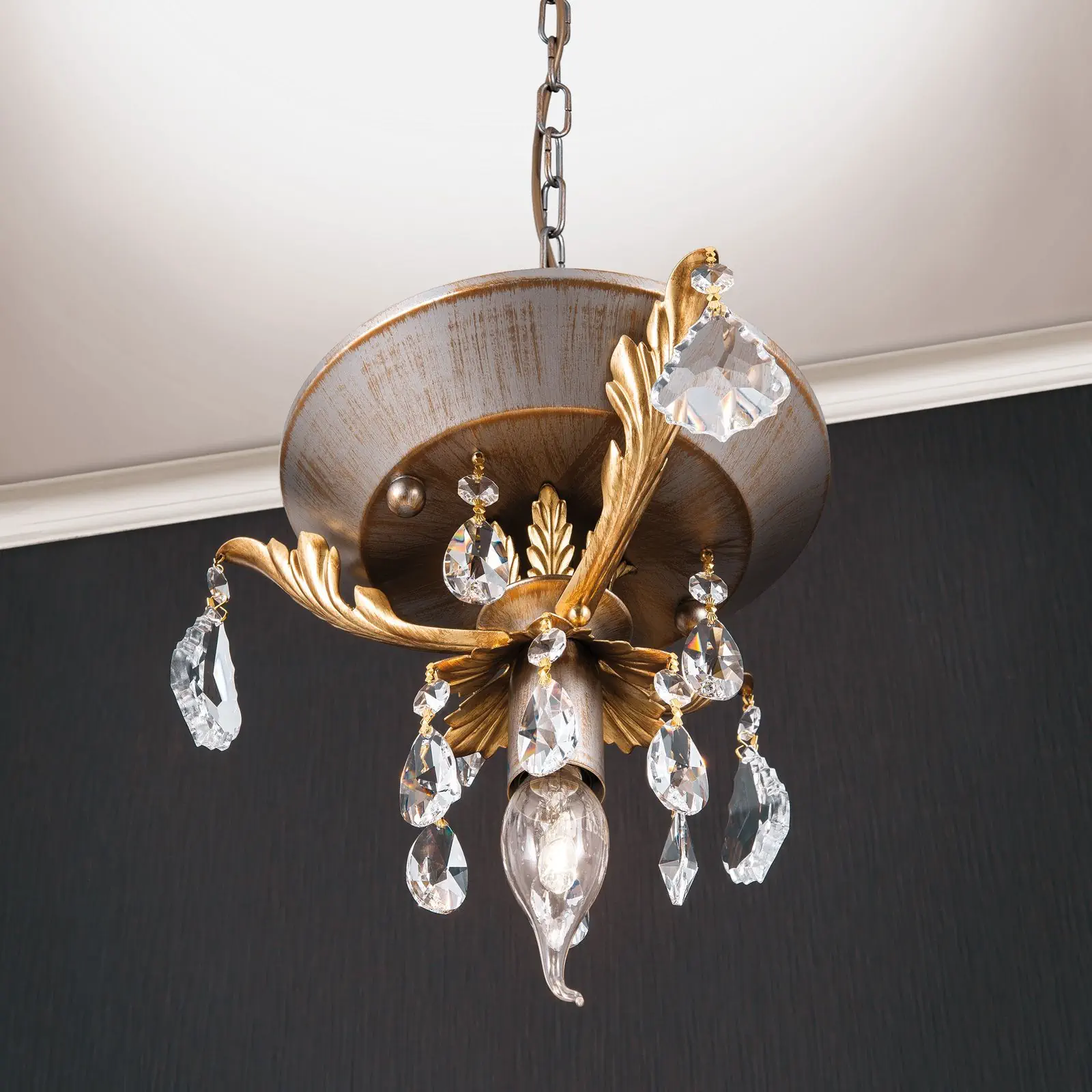 Viseća lampa MIRAMARE, 1 izvor svetla, srebrno-zlatna - 1