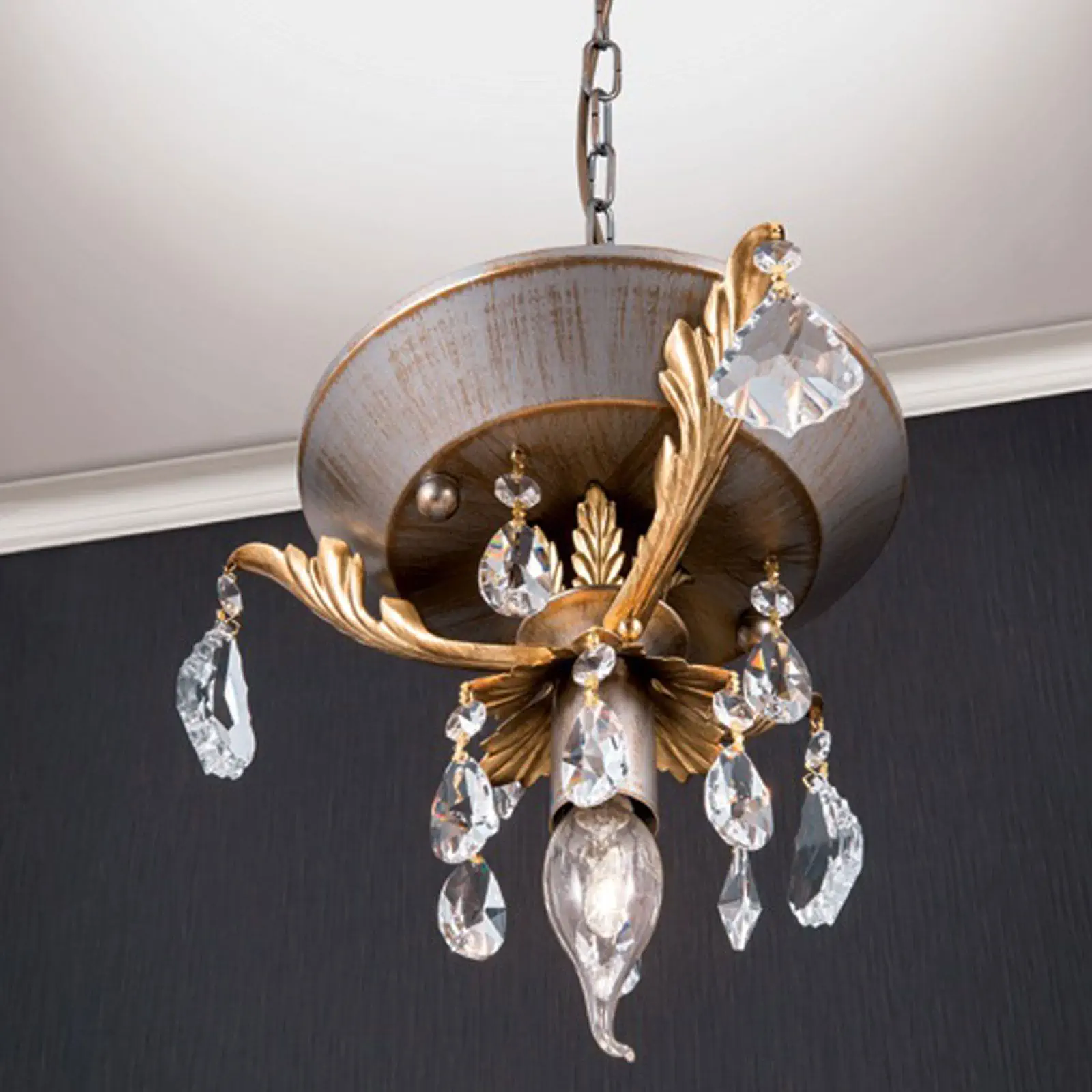 Viseća lampa MIRAMARE, 1 izvor svetla, srebrno-zlatna - 6