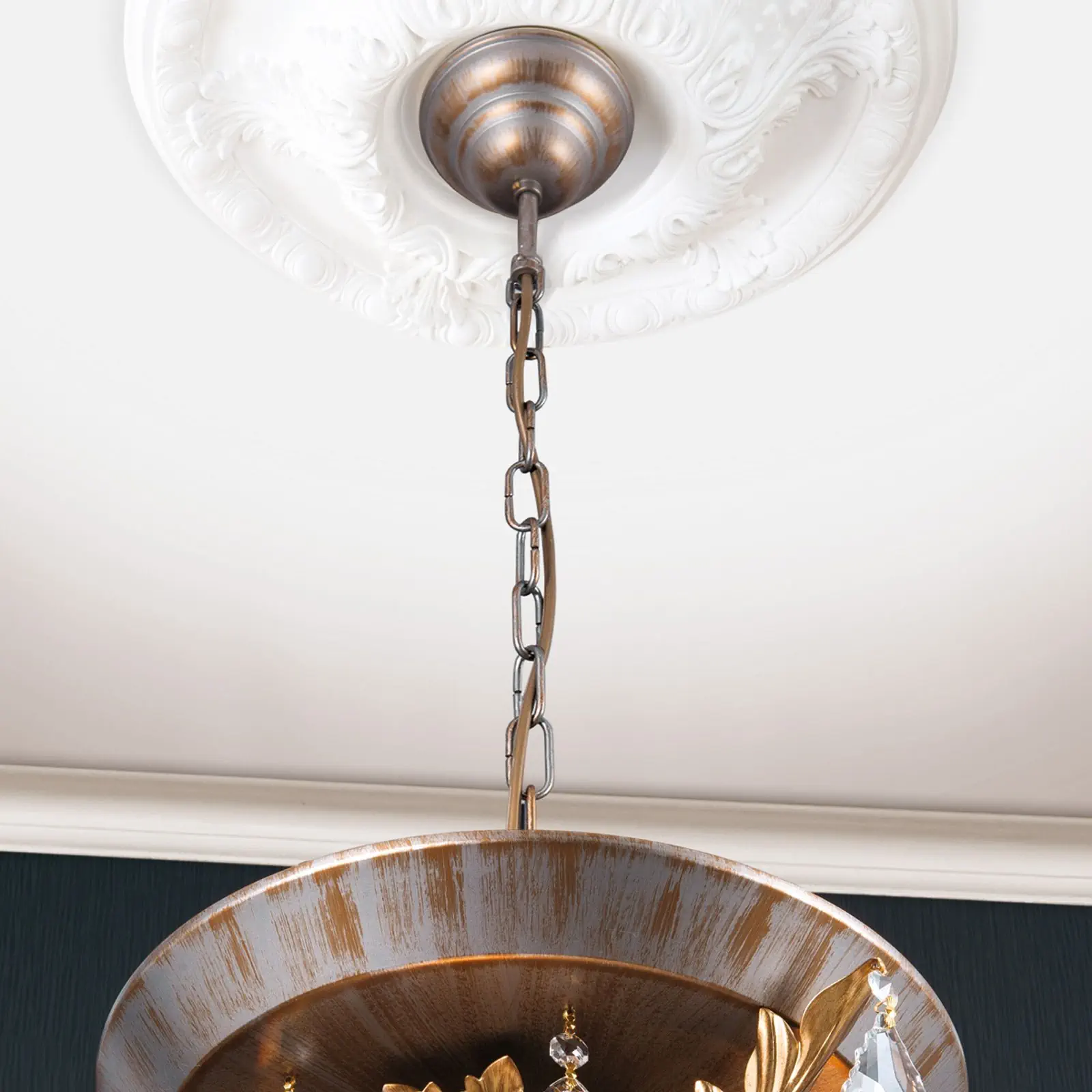 Viseća lampa MIRAMARE, 3 izvora svetla, srebrno-zlatna - 5