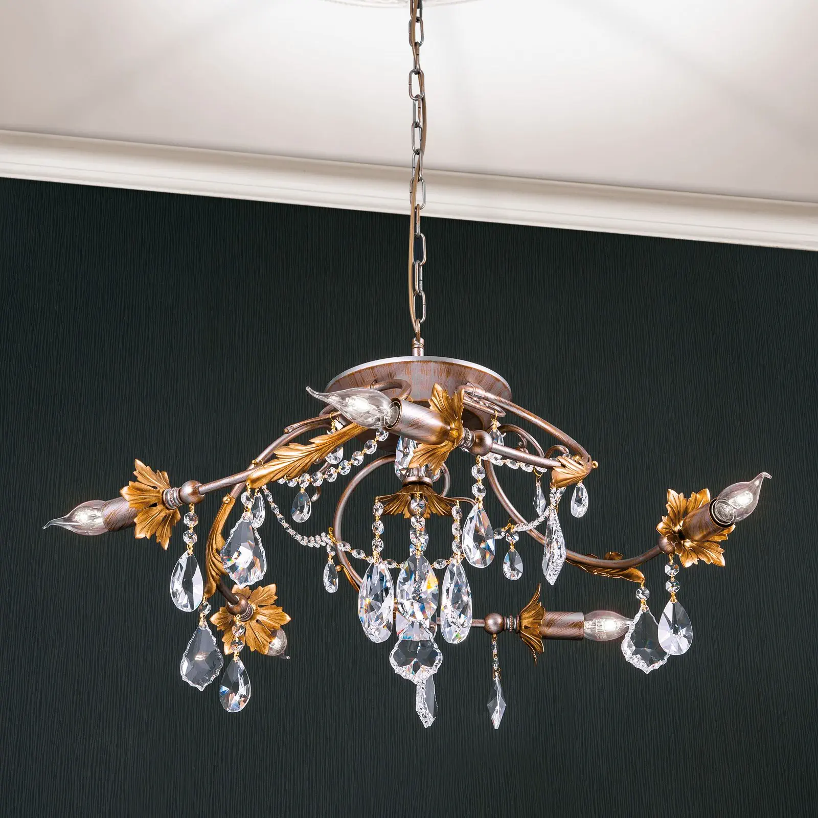 Viseća lampa MIRAMARE, 5 izvora svetla, srebrno-zlatna - 1