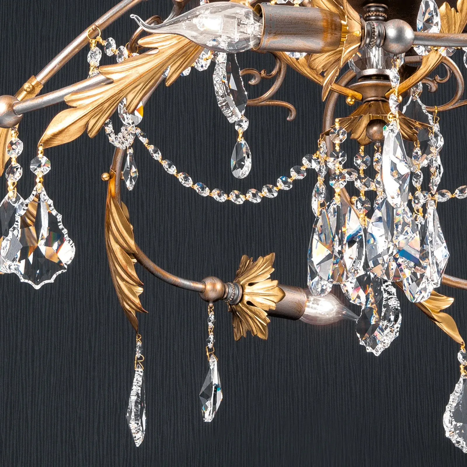 Viseća lampa MIRAMARE, 7 izvora svetla, srebrno-zlatna - 2