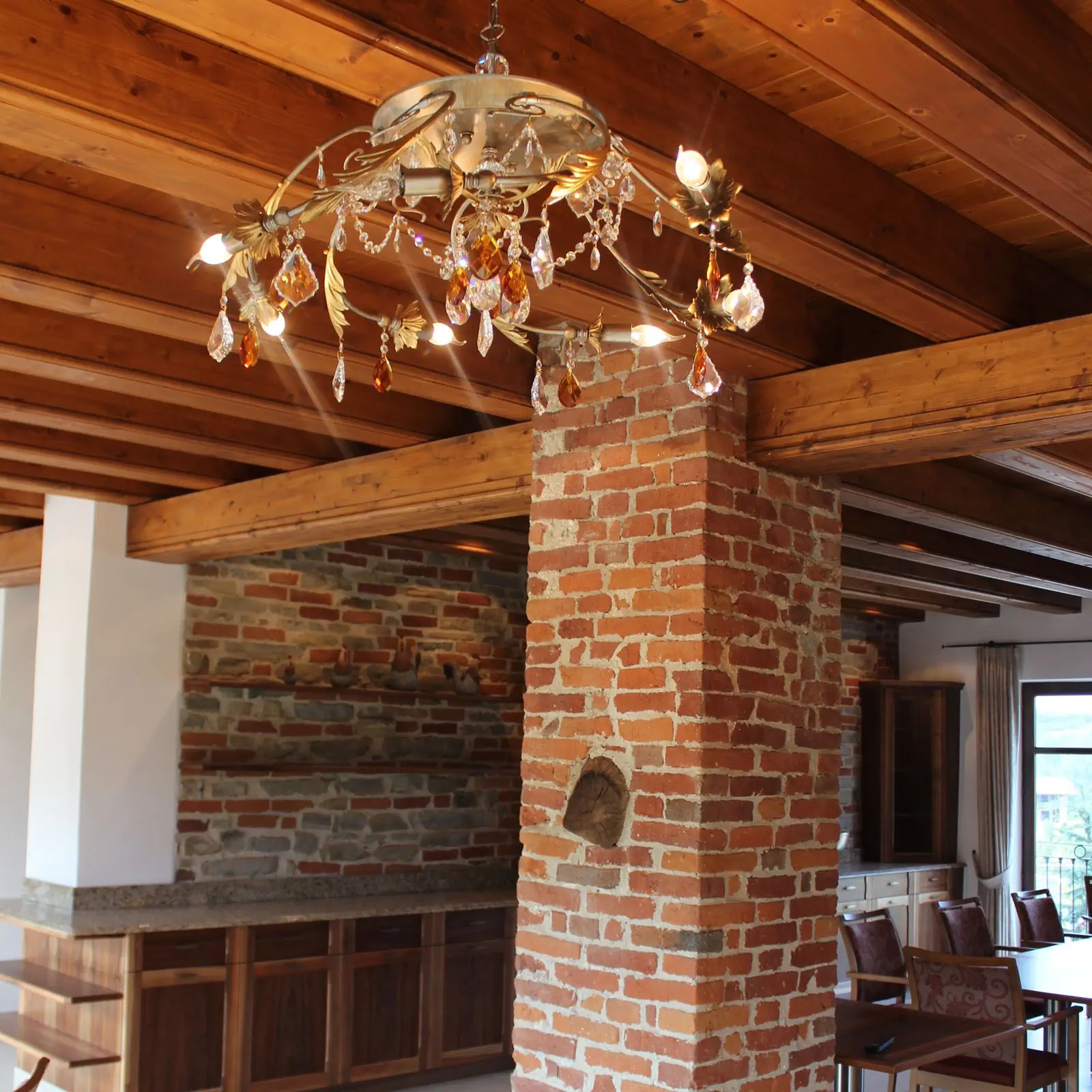 Viseća lampa MIRAMARE, 7 izvora svetla, srebrno-zlatna - 8