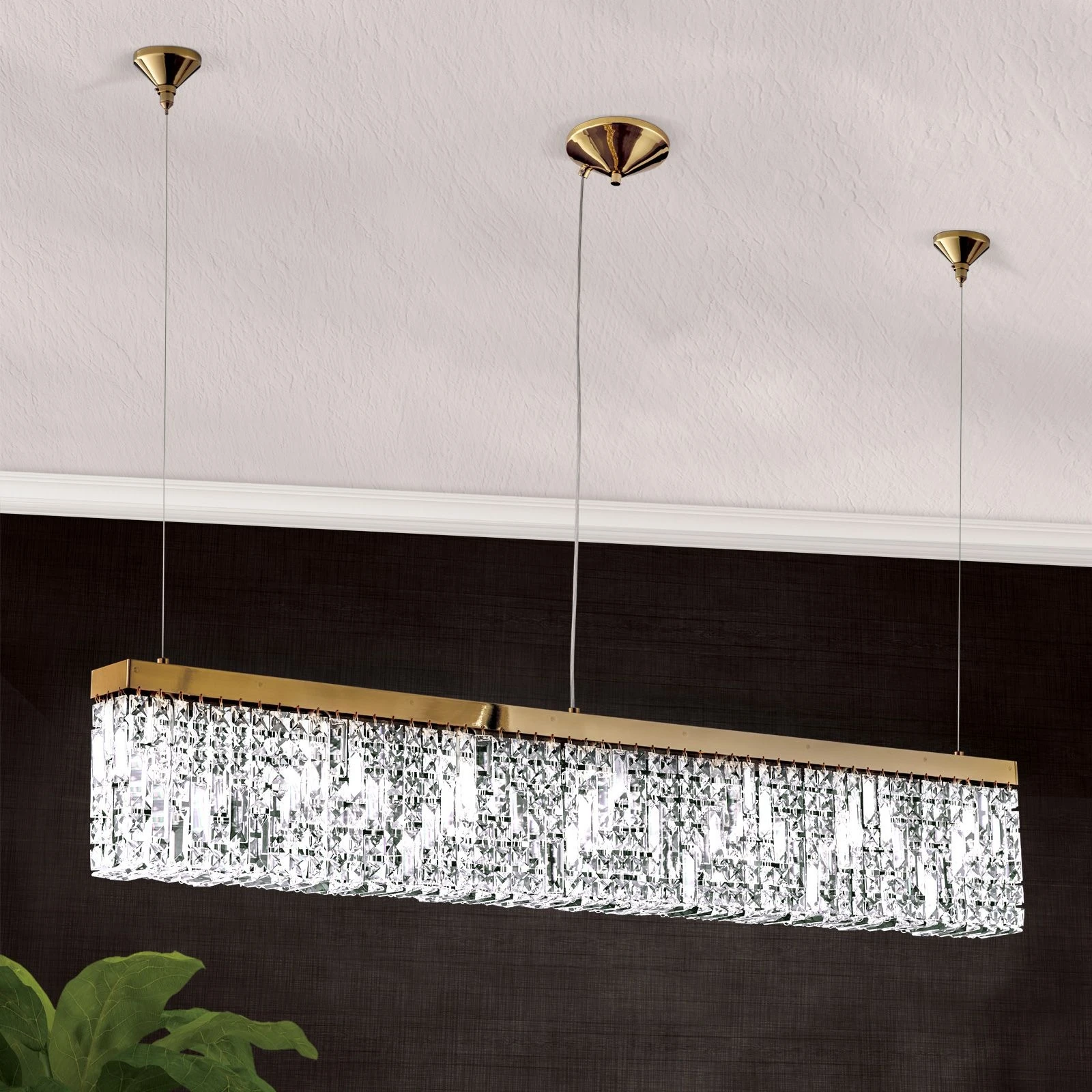 Viseća lampa RING, 7 izvora svetla, 130 cm, 24-karatno pozlaćena - 1