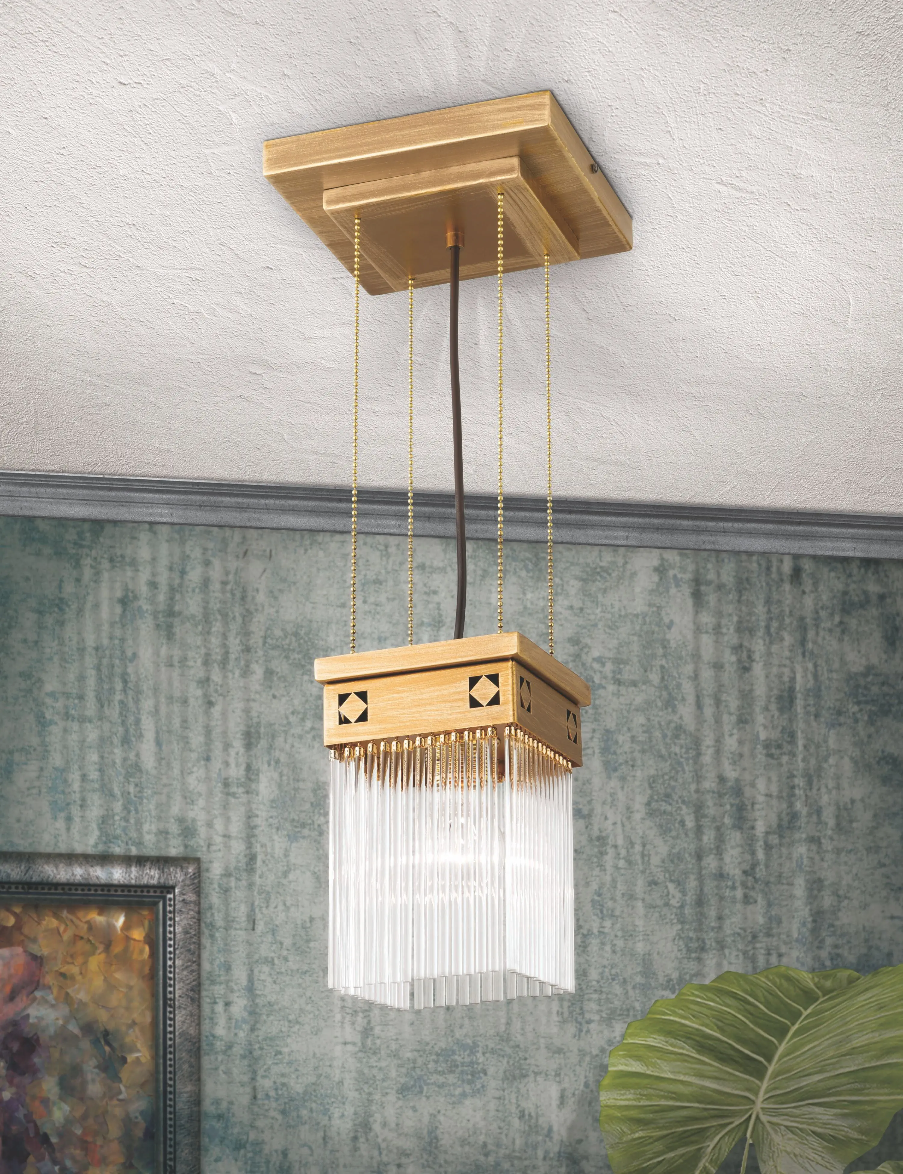 Viseća lampa ART QUATRO, 1 izvor svetla, antik bronza - 6