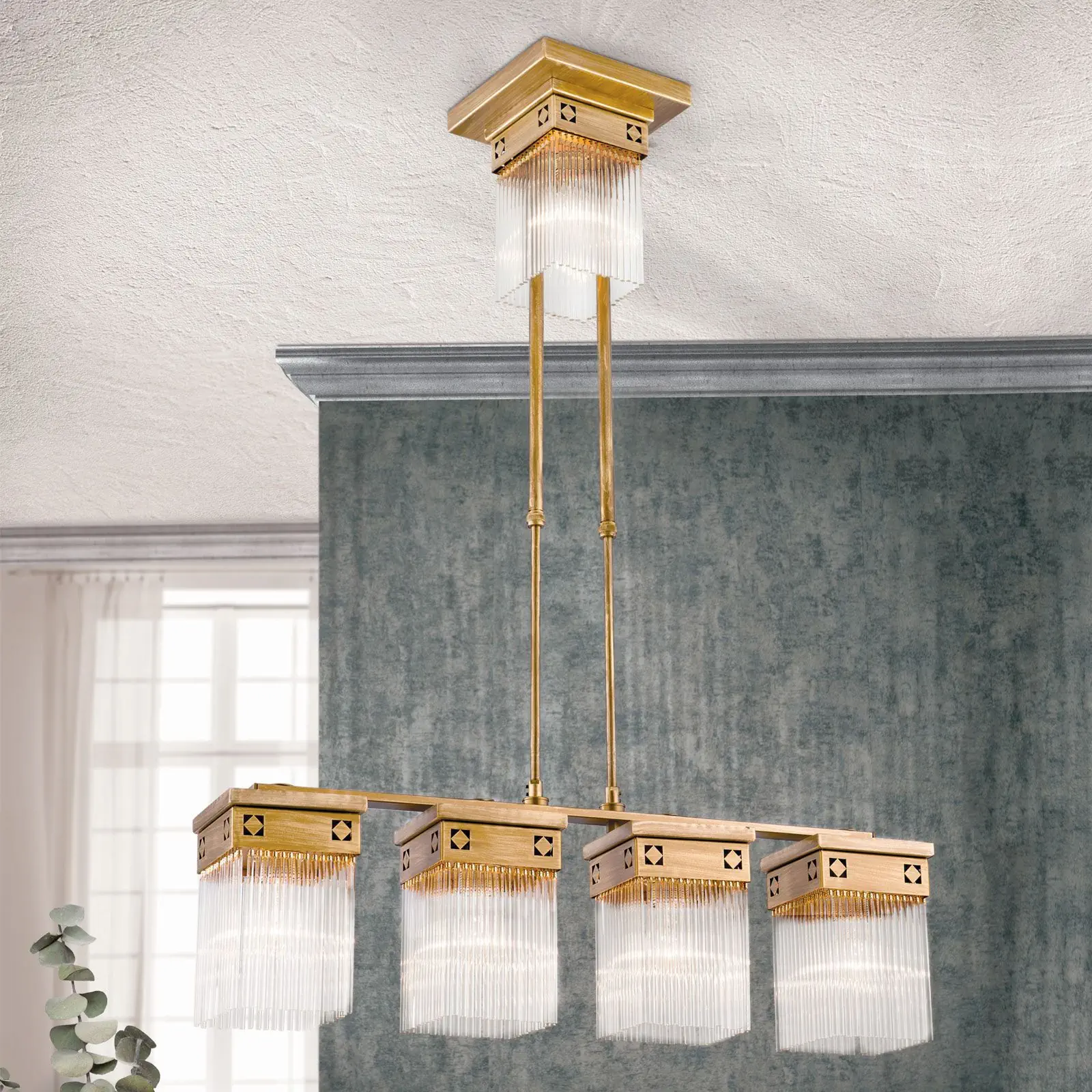 Viseća lampa ART QUATRO, 5 izvora svetla, antik bronza - 10