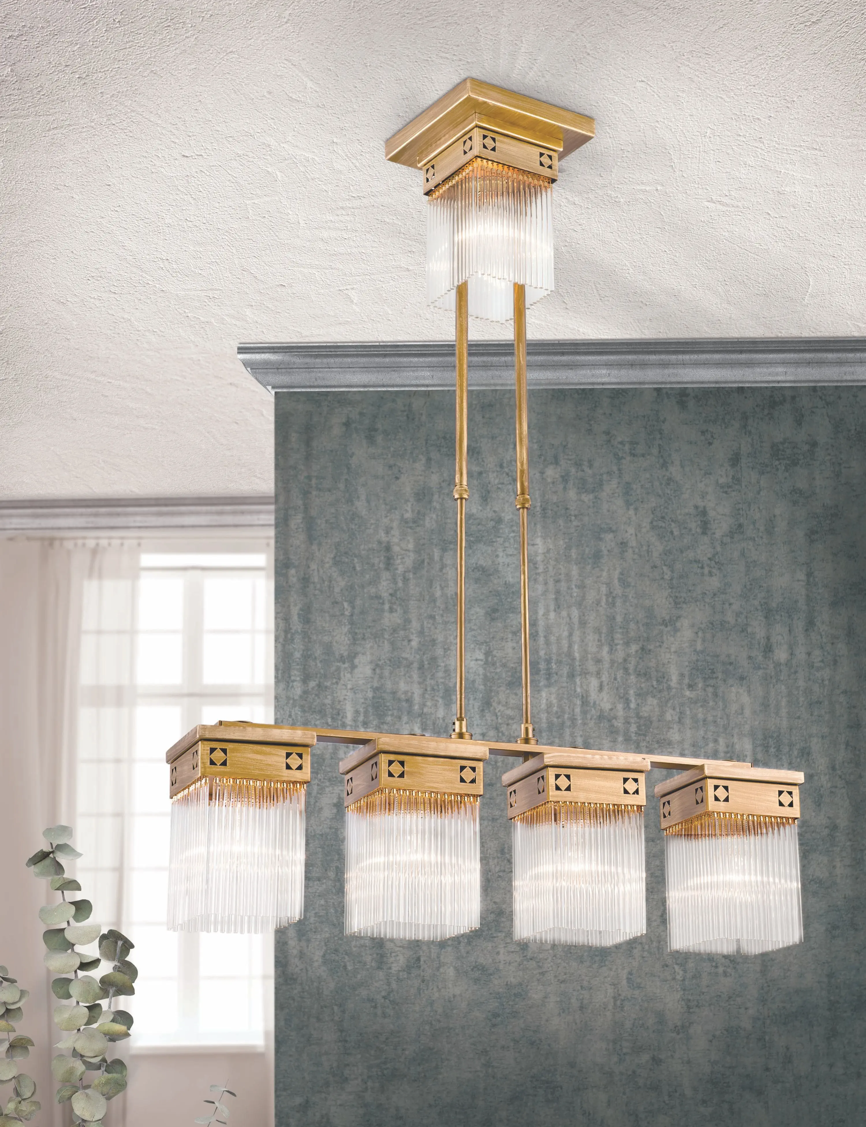 Viseća lampa ART QUATRO, 5 izvora svetla, antik bronza - 9