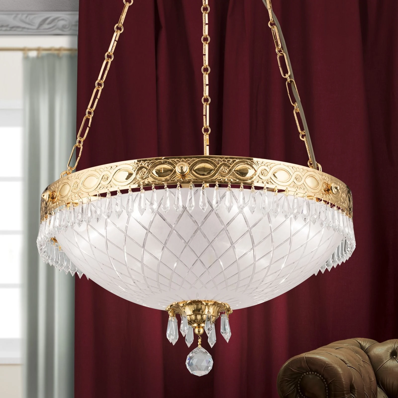 Viseća lampa EMPIRE CRYSTAL, 6 izvora svetla, 24-karatno pozlaćeno - 1