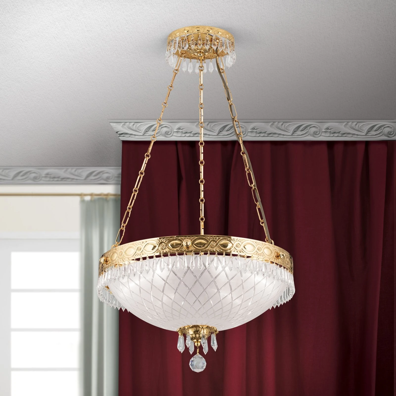 Viseća lampa EMPIRE CRYSTAL, 6 izvora svetla, 24-karatno pozlaćeno - 7
