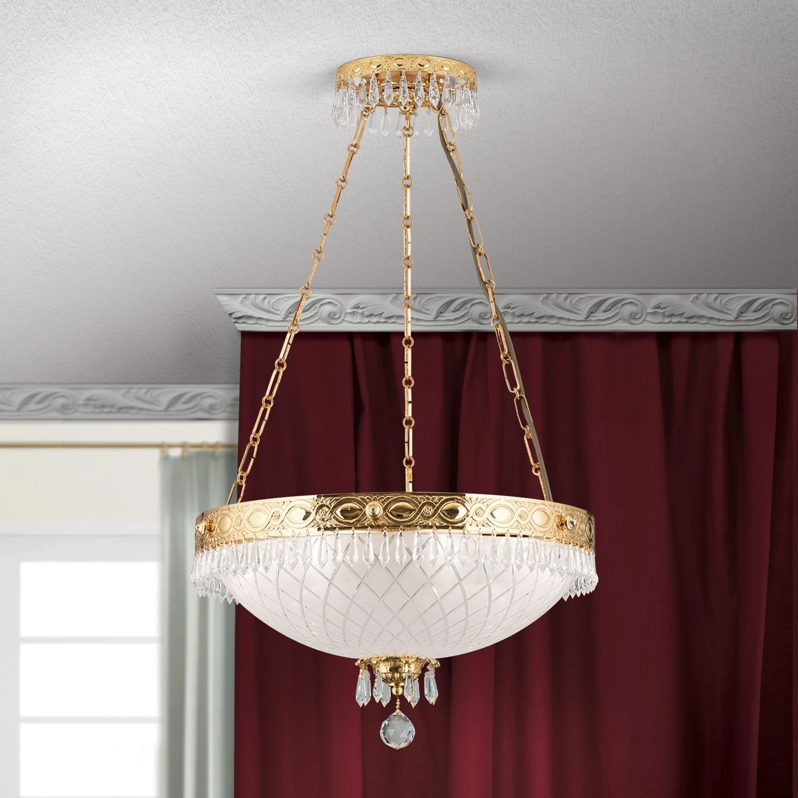 Viseća lampa EMPIRE CRYSTAL, 6 izvora svetla, 24-karatno pozlaćeno - 8