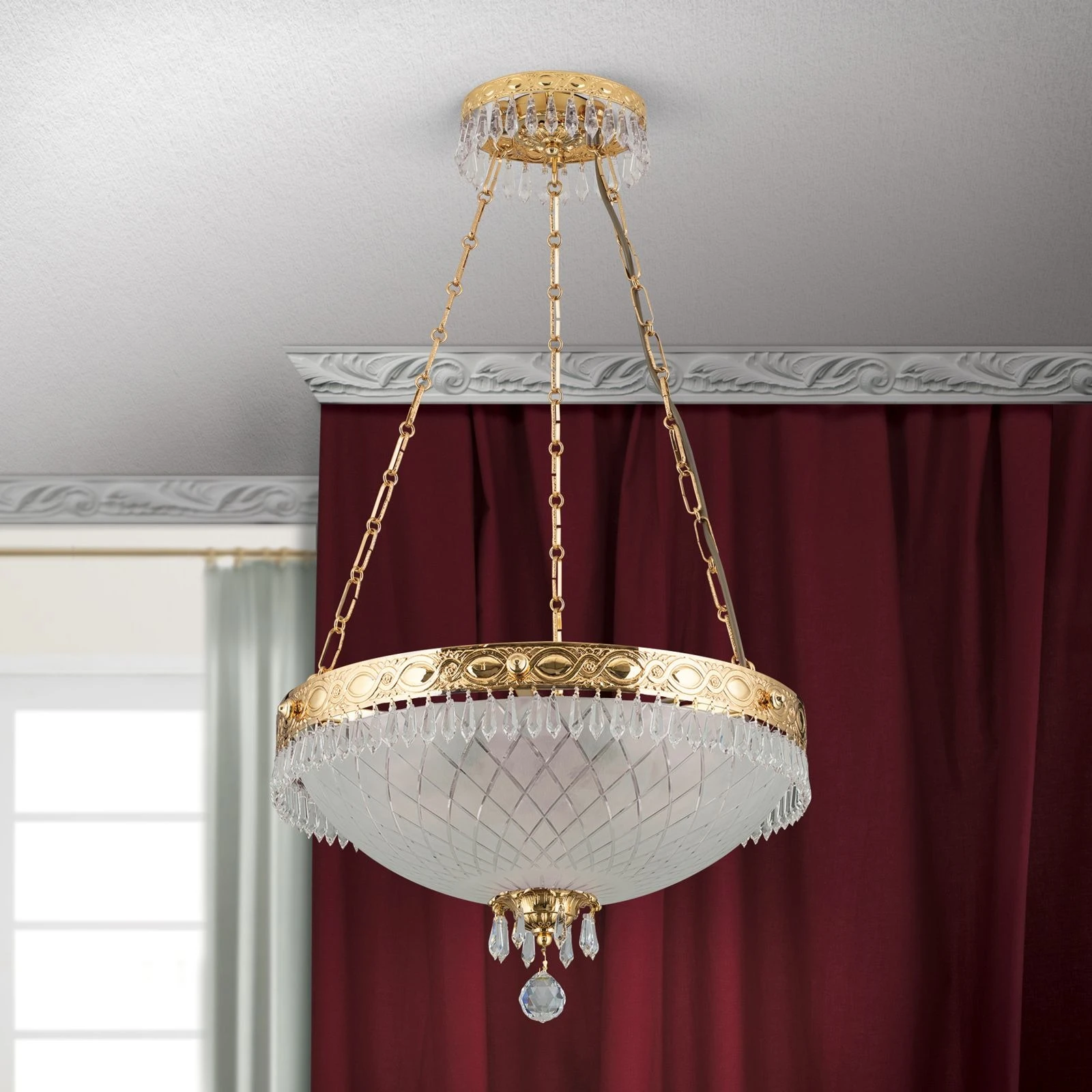 Viseća lampa EMPIRE CRYSTAL, 6 izvora svetla, 24-karatno pozlaćeno - 9
