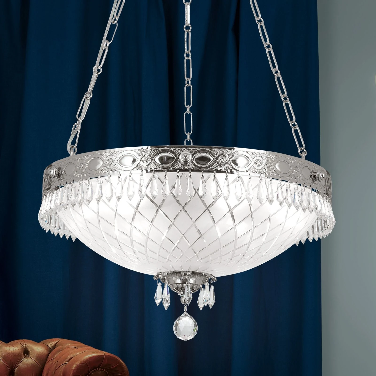 Viseća lampa EMPIRE CRYSTAL, 6 izvora svetla, antik srebro - 1