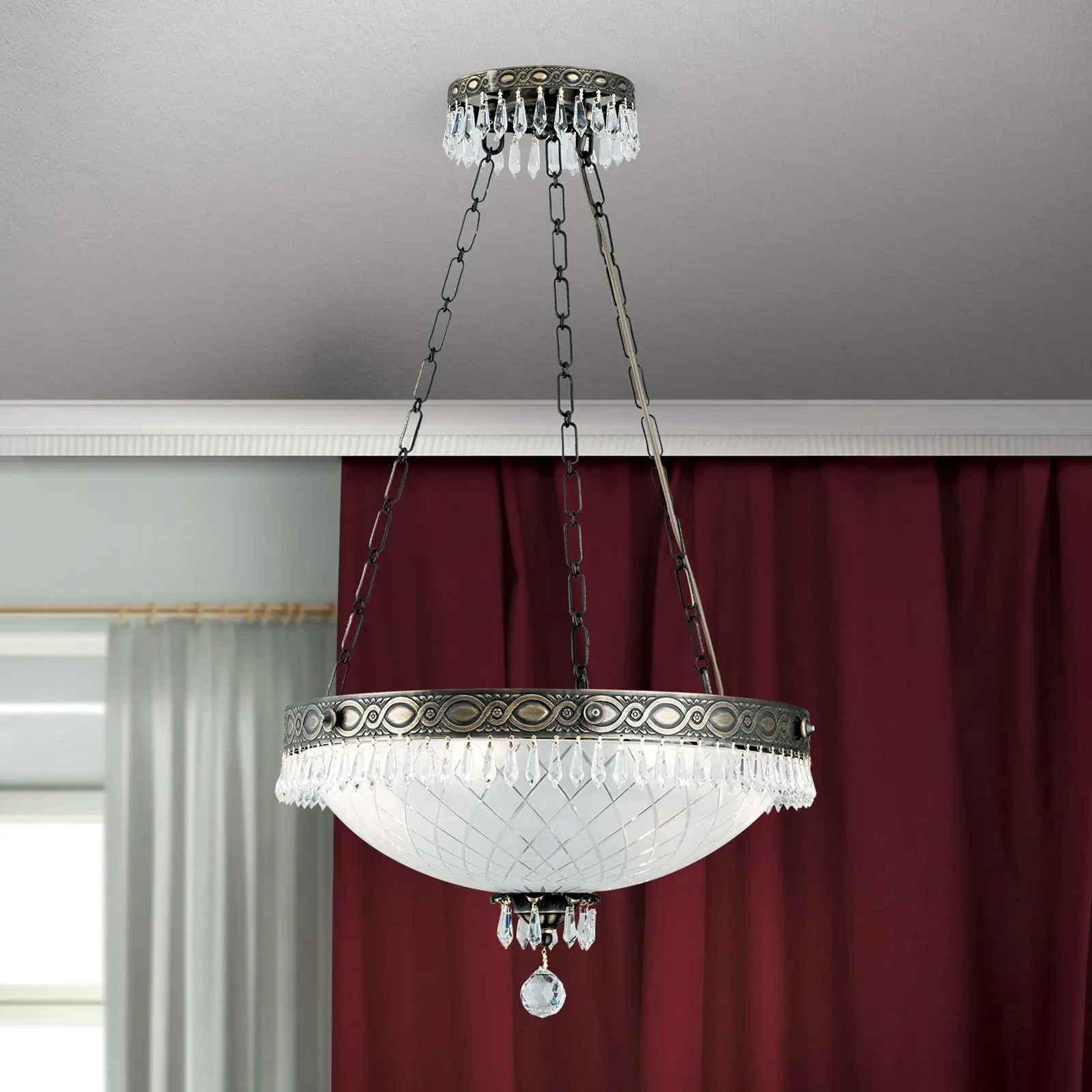 Viseća lampa EMPIRE CRYSTAL, 6 izvora svetla, zlato - 8