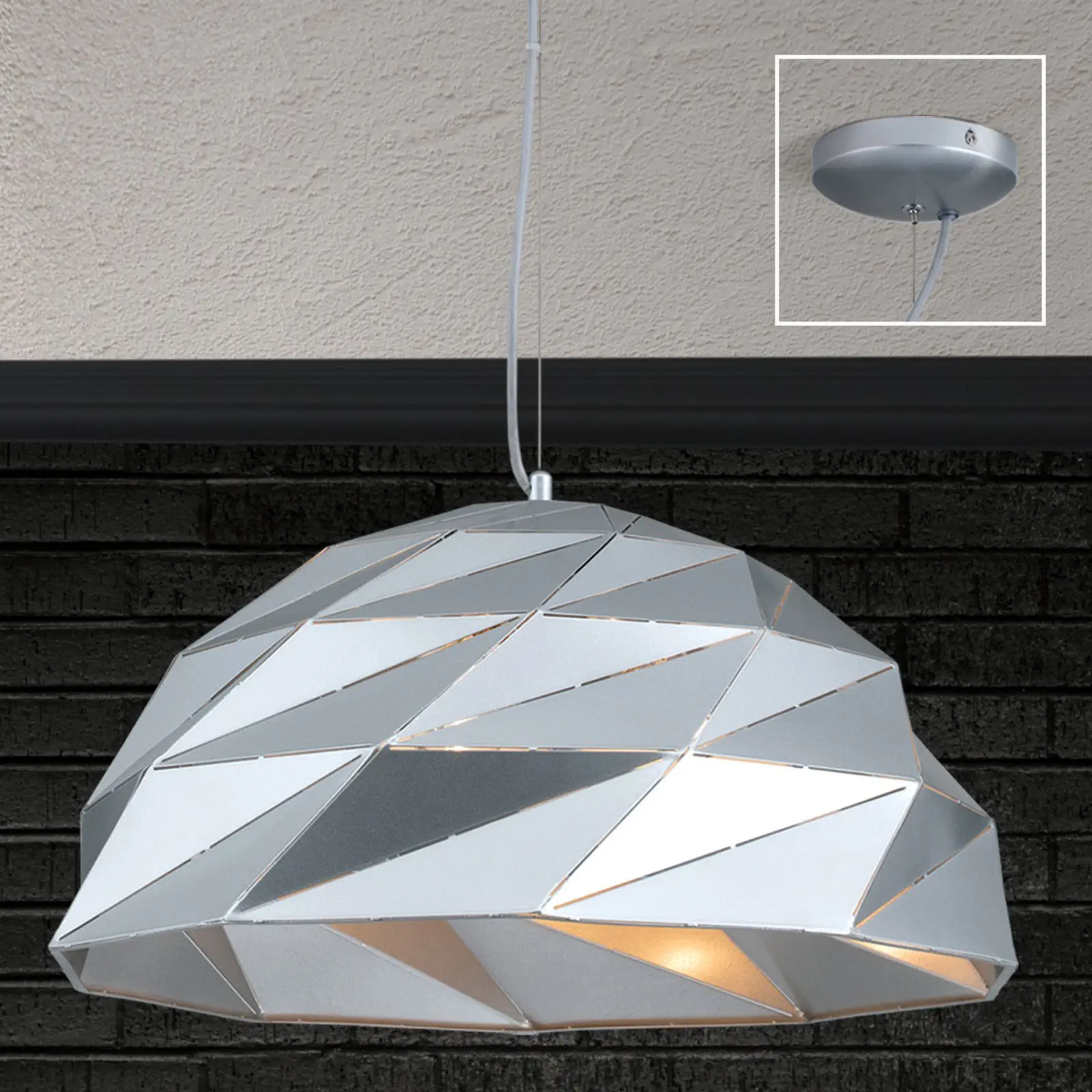 Viseća lampa ORIGAMI, 3 izvora svetla, srebrna - 7