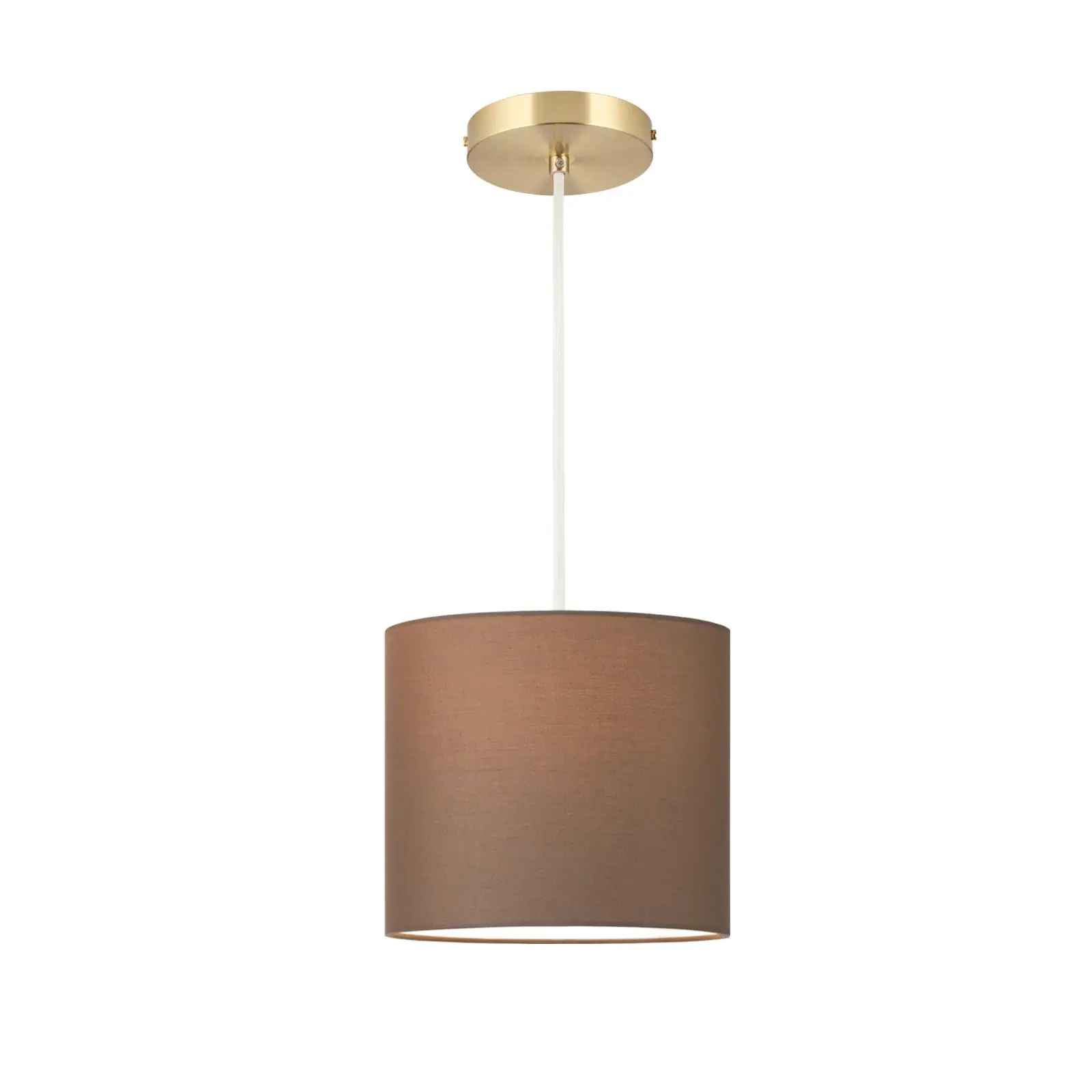 Viseća lampa SHADE, mala, mat mesing, sa cilindričnim braon abažurom, 1x E27 - 4