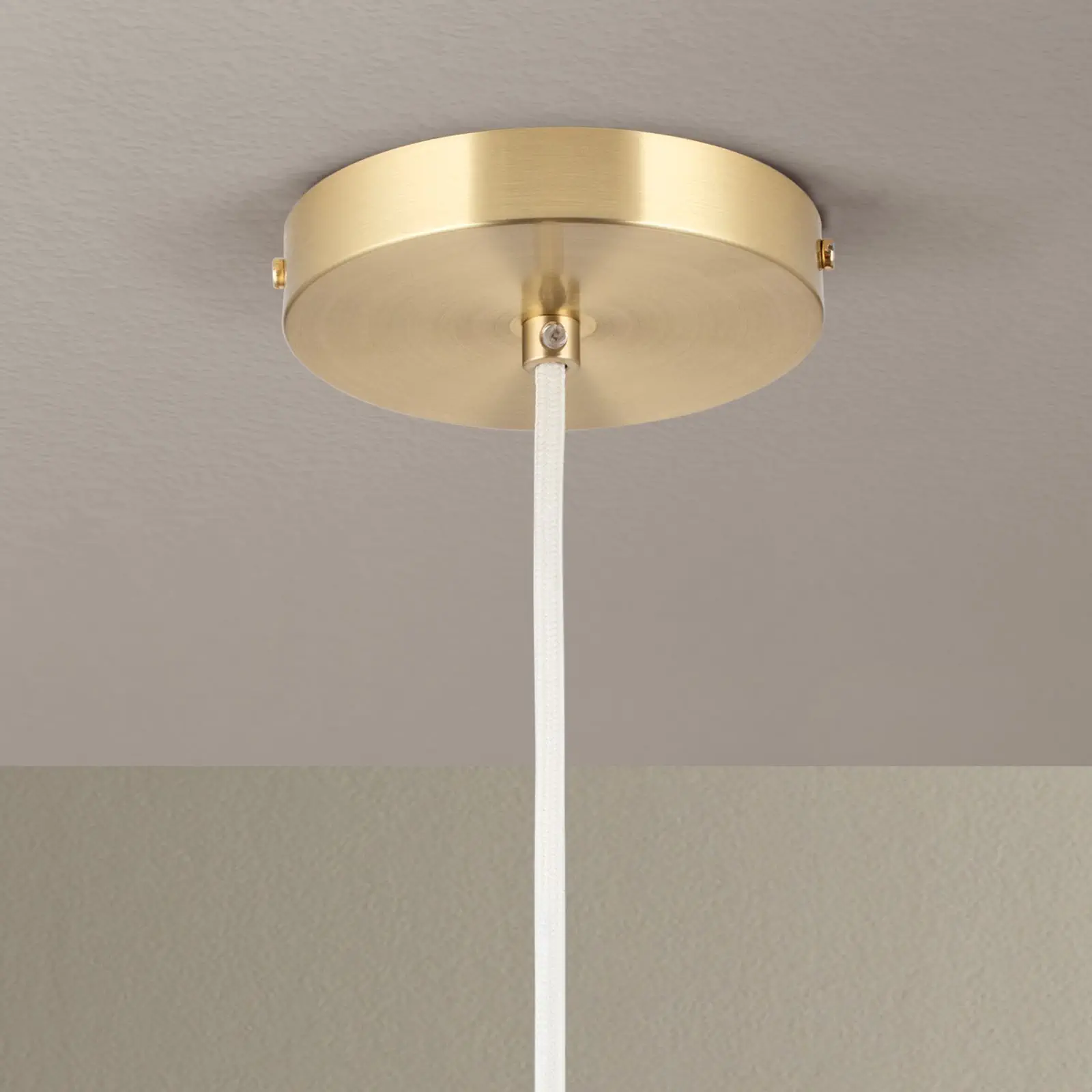 Viseća lampa SHADE, srednja, mat mesing, sa cilindričnim braon abažurom, 1x E27 - 3