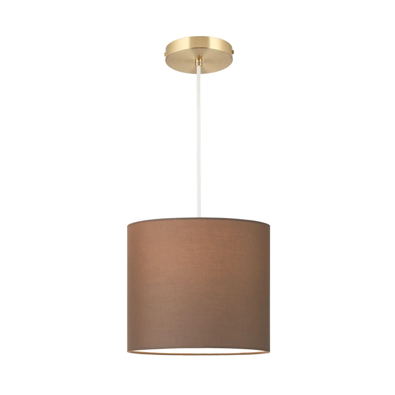 Viseća lampa SHADE, srednja, mat mesing, sa cilindričnim braon abažurom, 1x E27 - 4