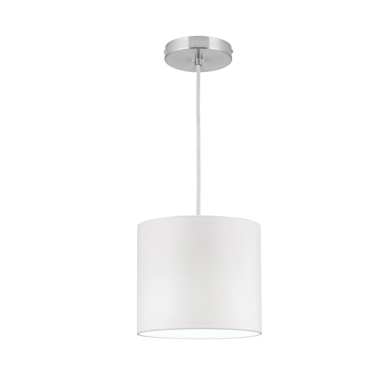 Viseća lampa SHADE, mala, 1 izvor svetla (E27), satin hrom završna obrada, beli cilindrični abažur - 4