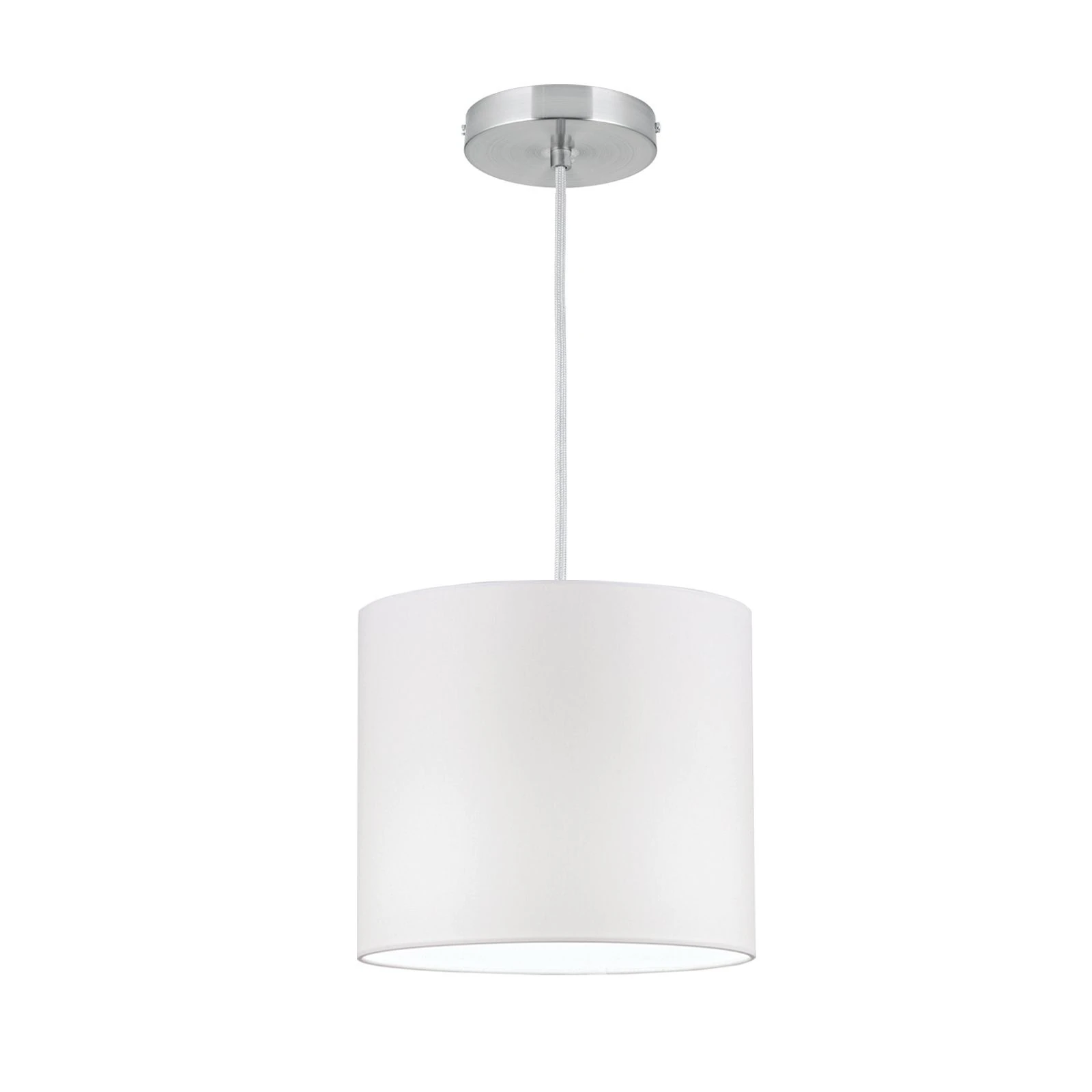Viseća lampa SHADE, srednja, 1 izvor svetla (E27), satin hrom završna obrada, beli cilindrični abažur - 4