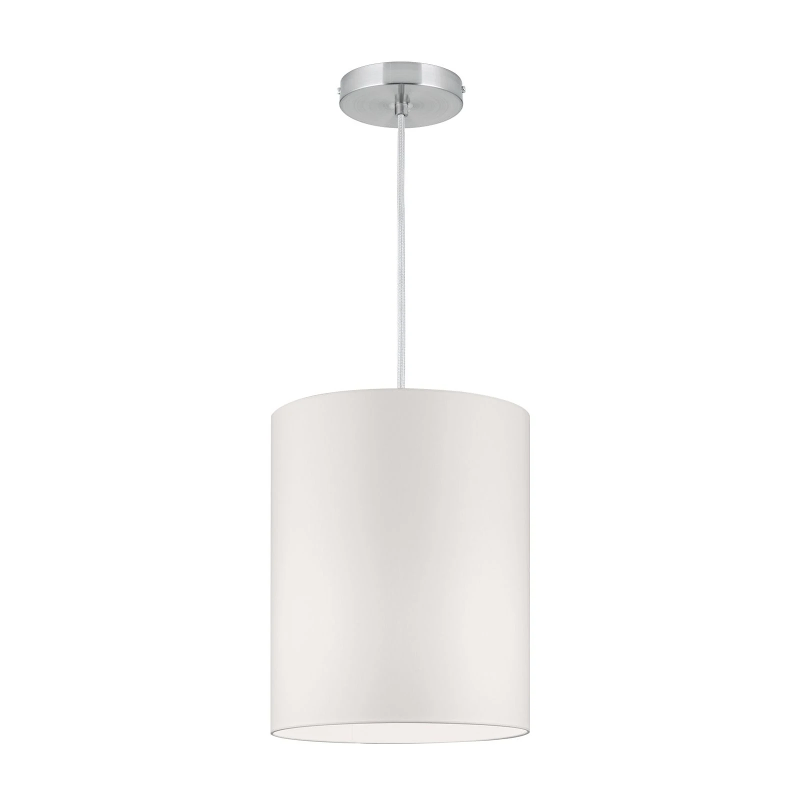 Viseća lampa SHADE, velika, 1 izvor svetla (E27), satin hrom završna obrada, beli cilindrični abažur - 4