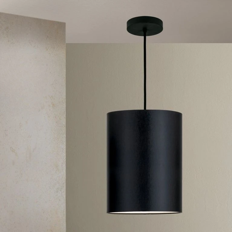Viseća lampa SHADE, velika, 1 izvor svetla (E27), crna završna obrada, crni cilindrični abažur
